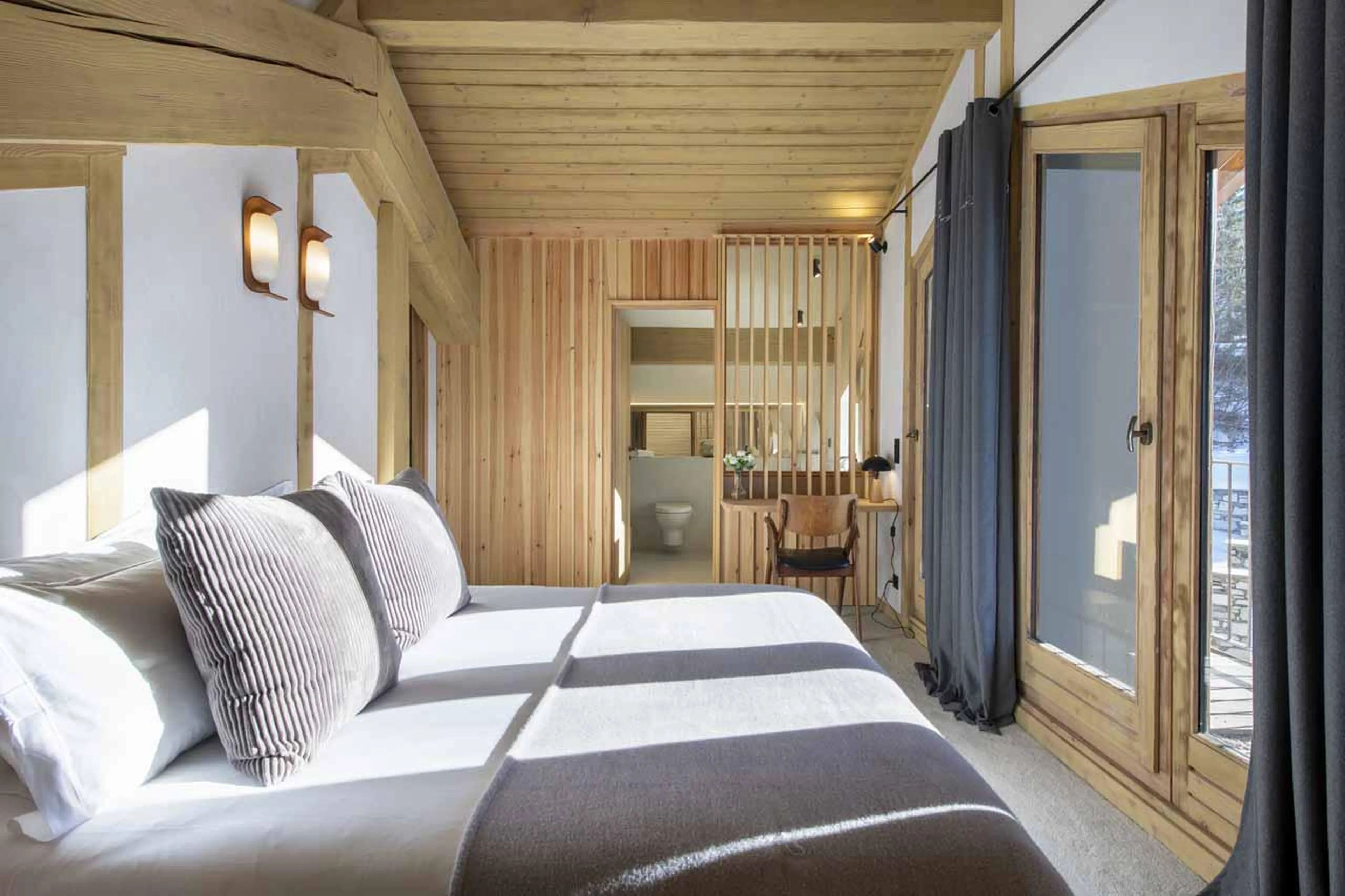 Bright and open double bedroom at Chalet Kitsune in Val d'Isere