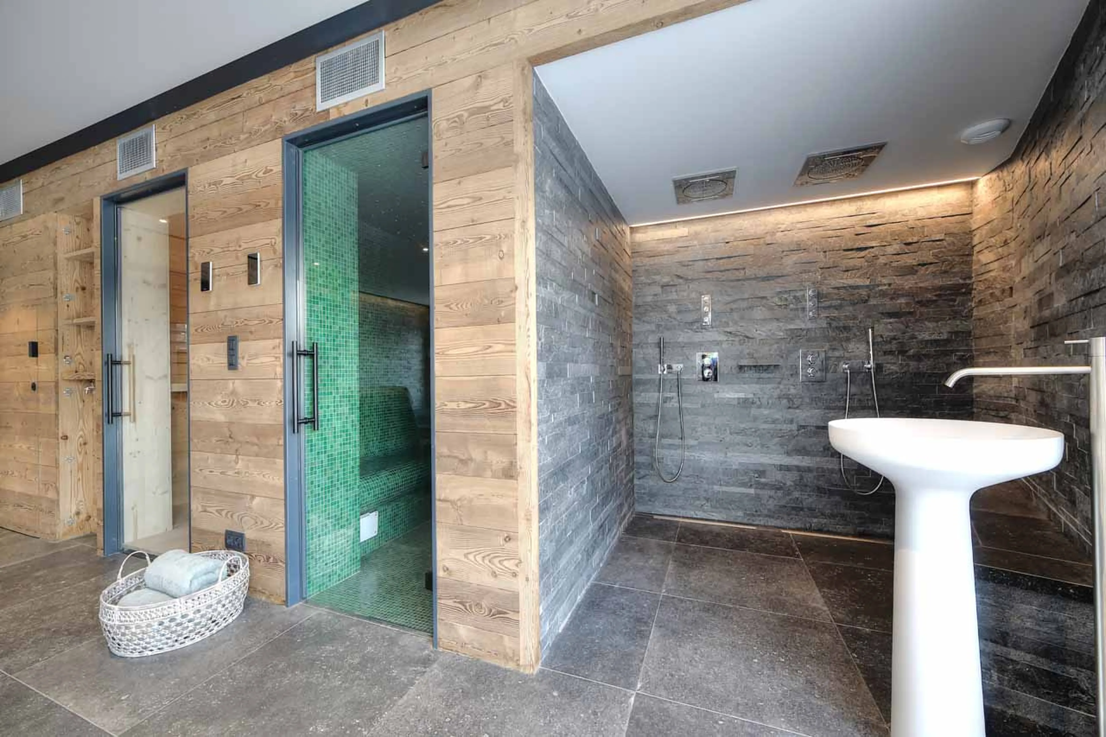 Sauna and steam room at Chalet Kuma in Chamonix