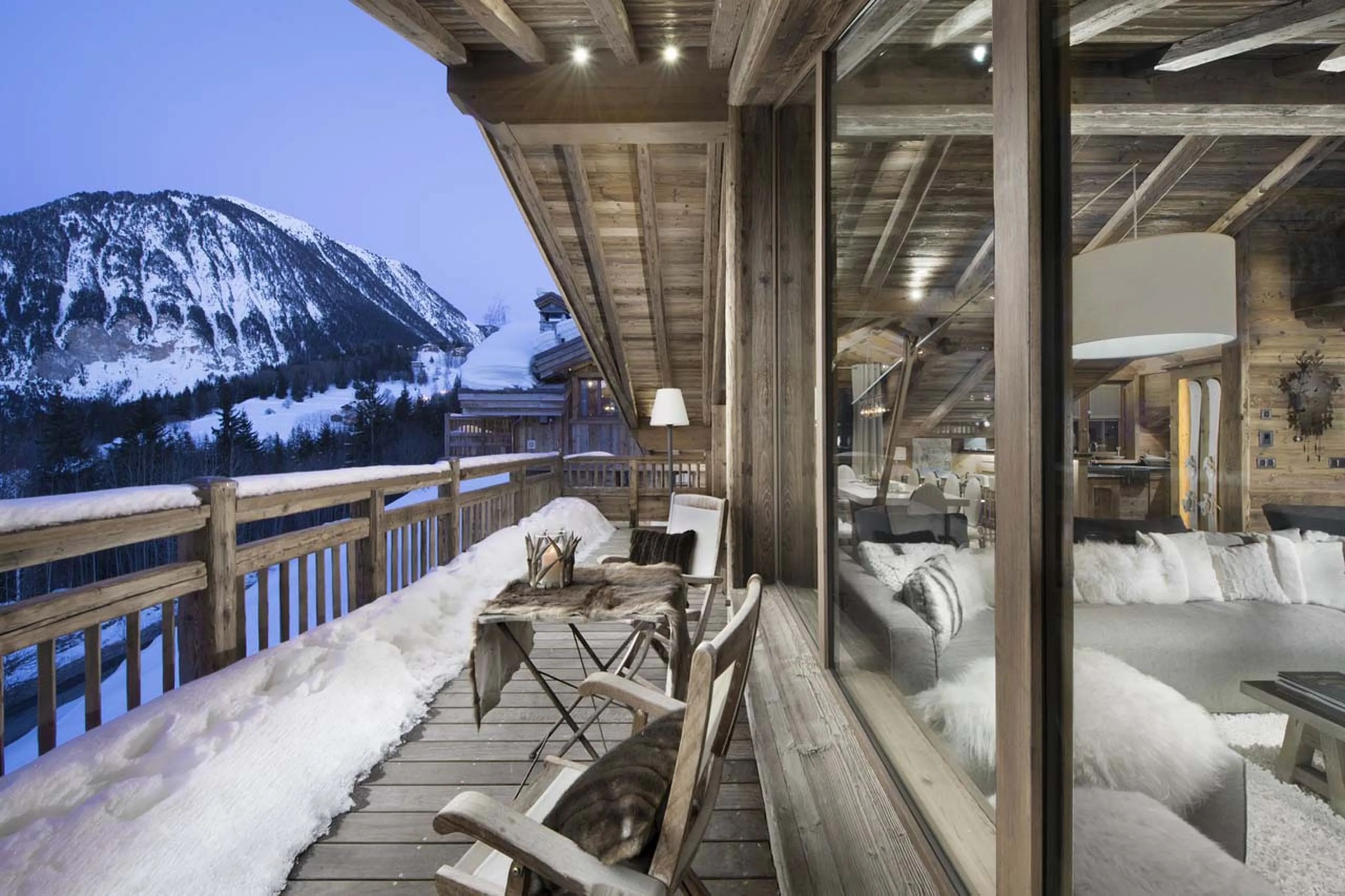 Beautiful view from living area and balcony of Chalet L’Or Blanc in Courchevel 1550