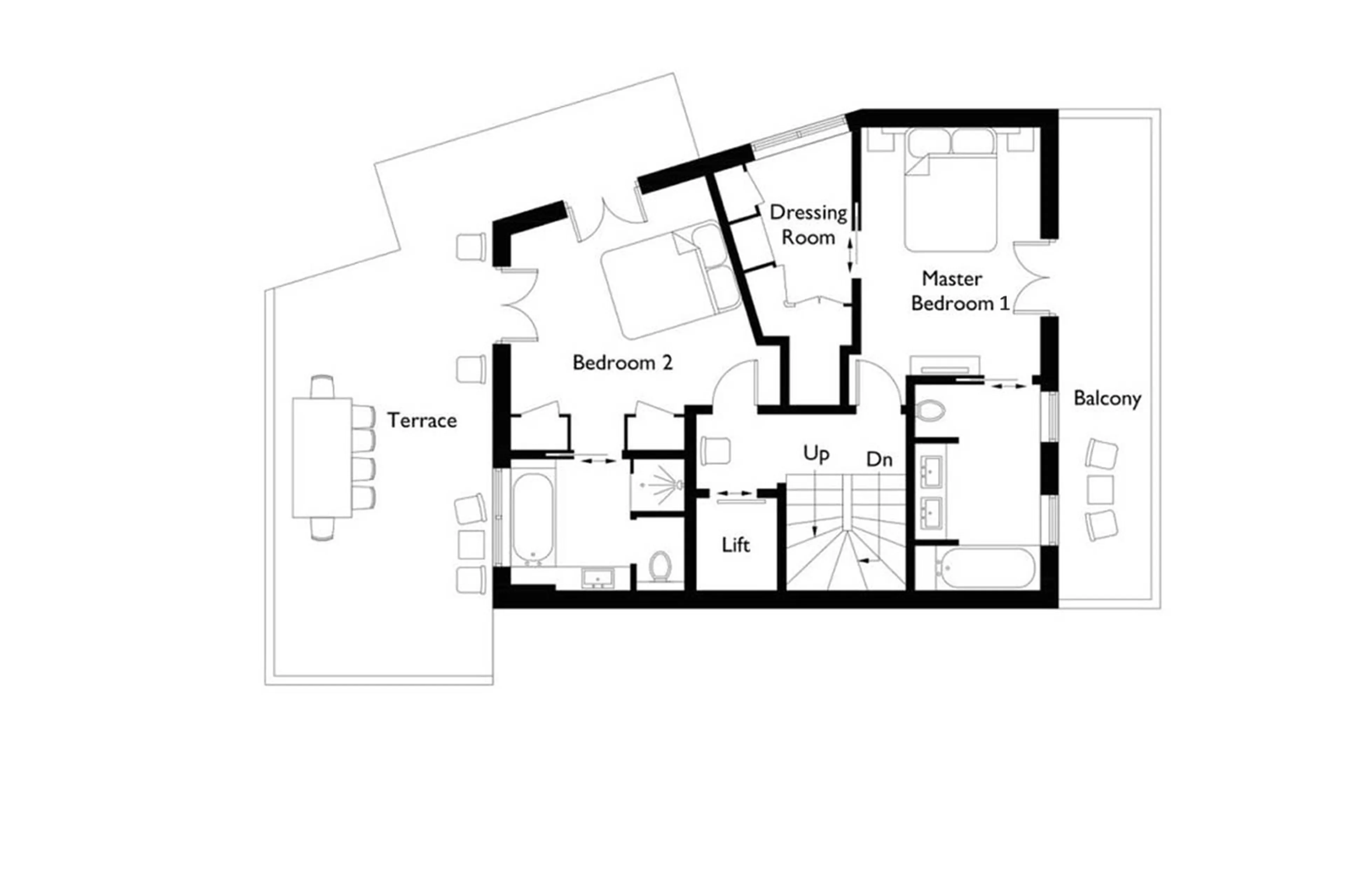 Level 2 floor plan of Chalet La Colombe in Courchevel 1850