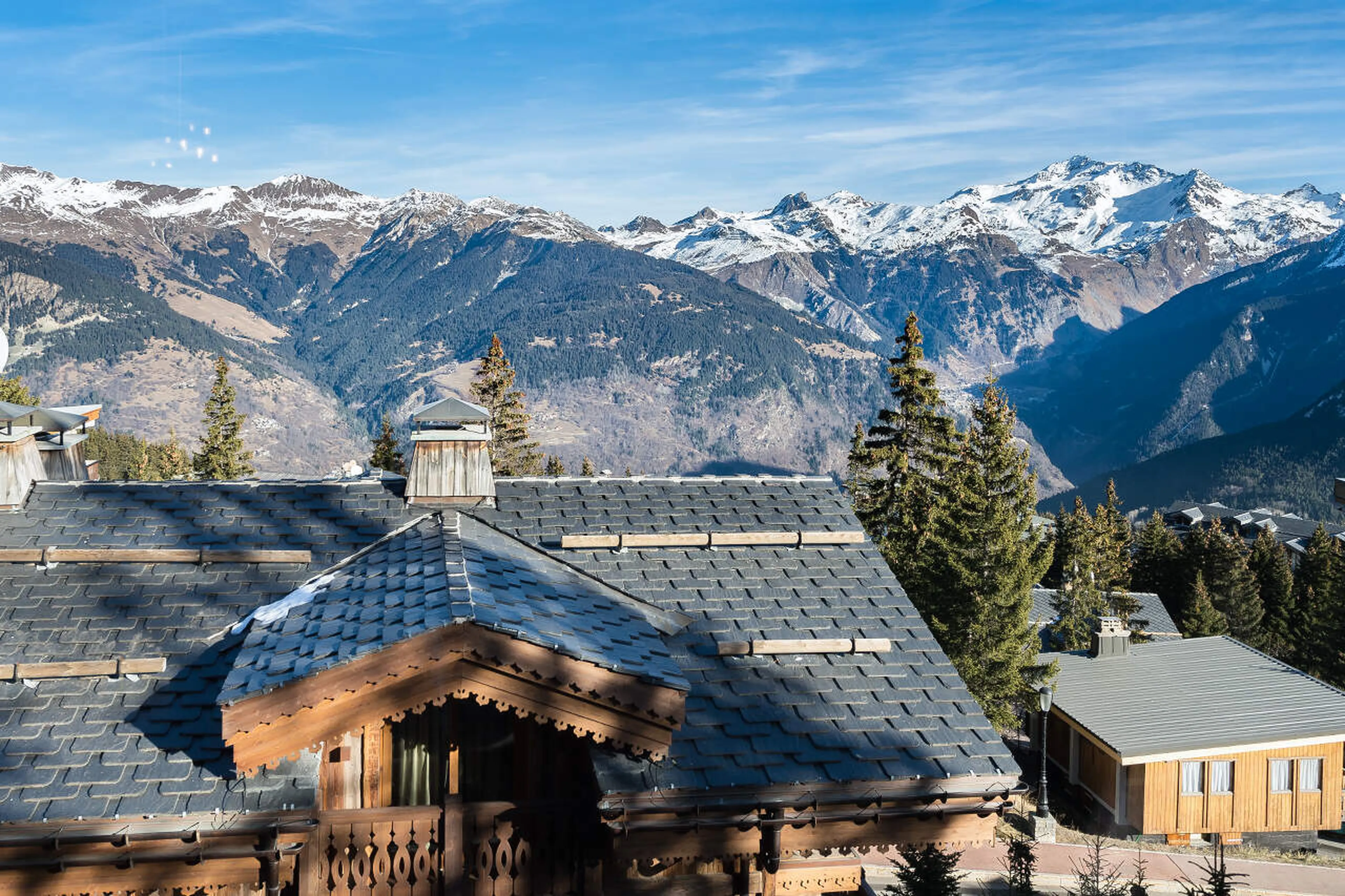 Mountain views over the rooftop of La Datcha in Courchevel 1850