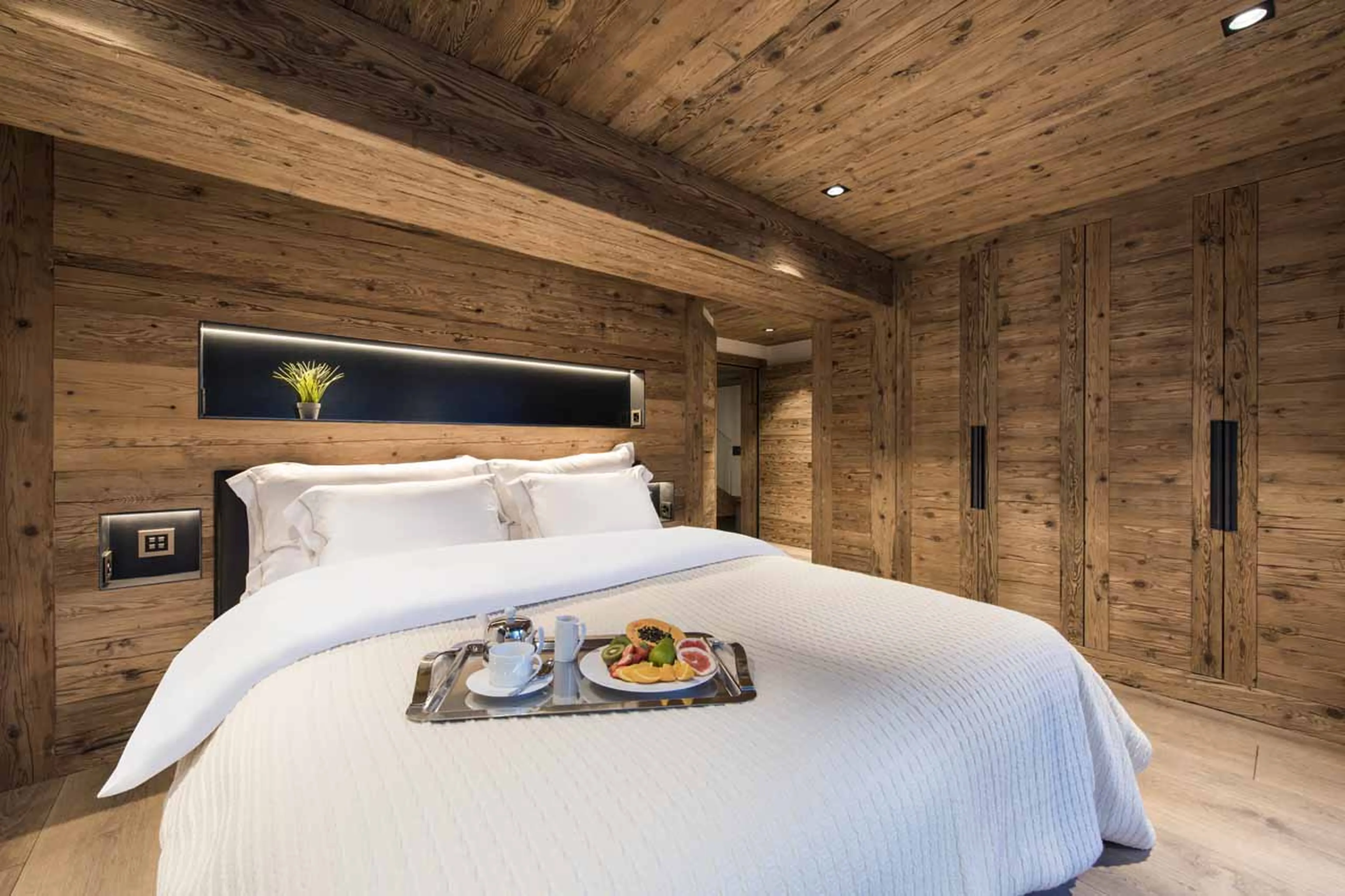 Bedroom one double at Chalet La Datcha in Verbier