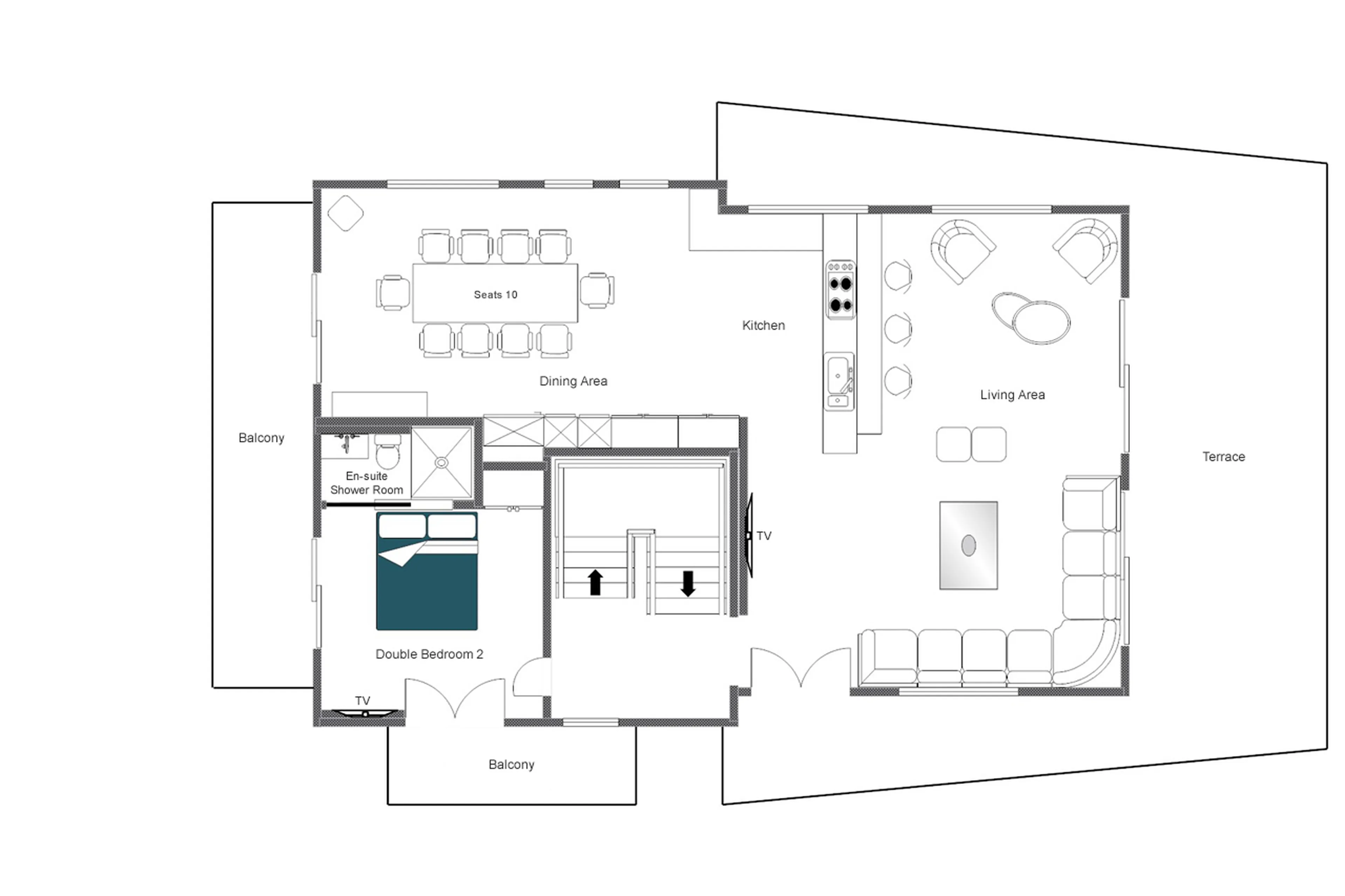Level 1 floor plan of Chalet La Datcha in Verbier