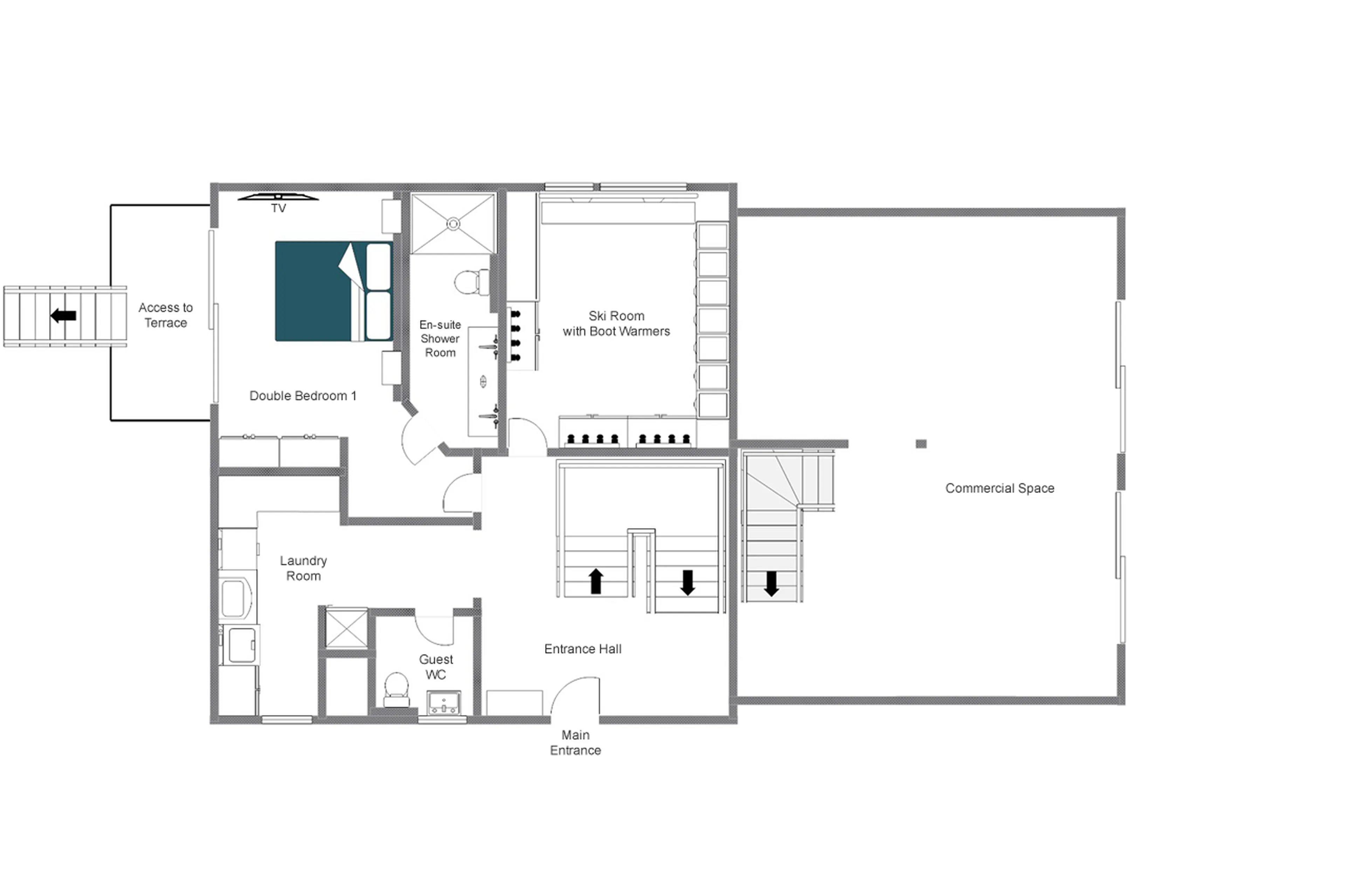 Level 0 floor plan of Chalet La Datcha in Verbier