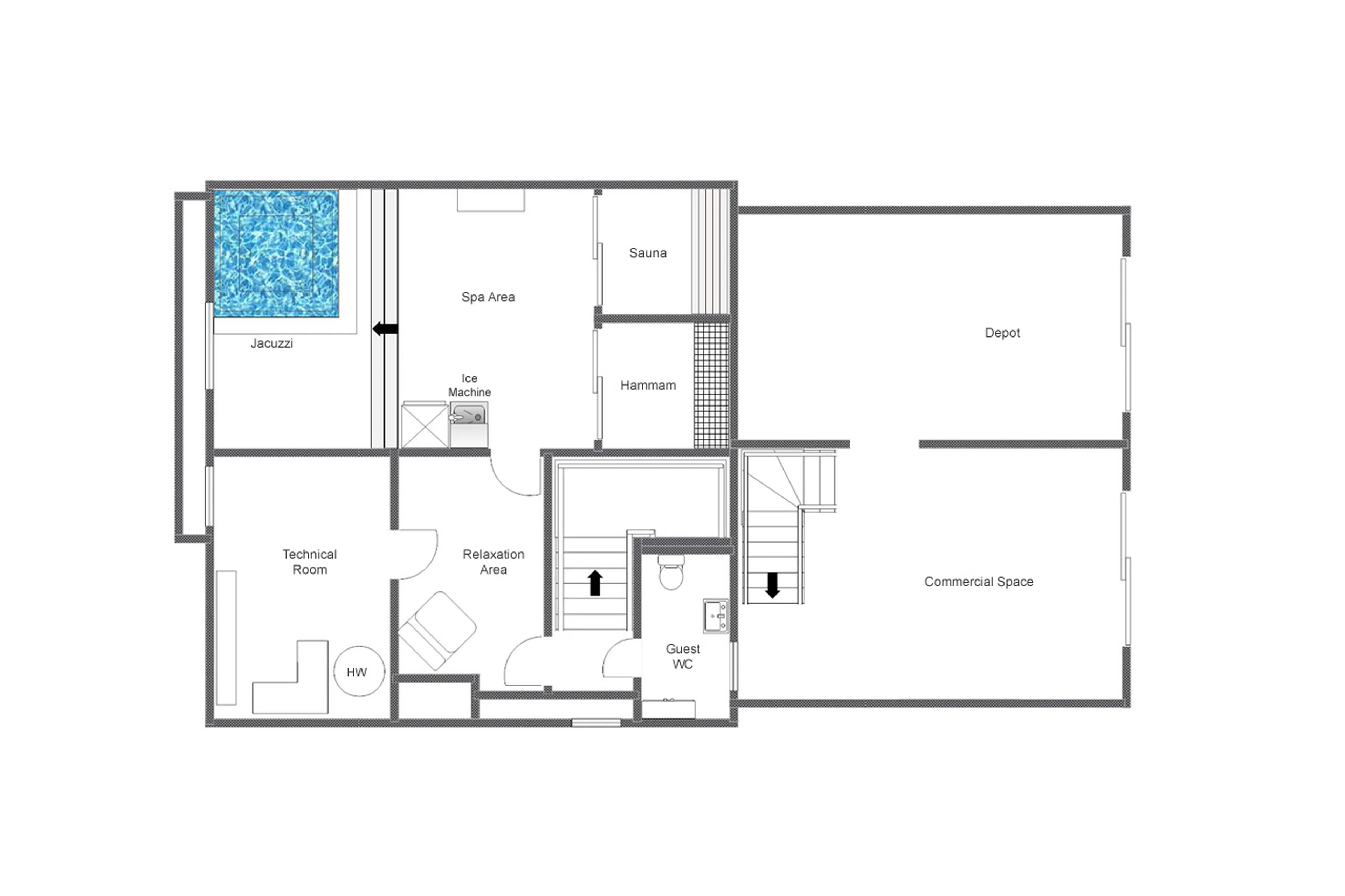 Level -1 floor plan of Chalet La Datcha in Verbier
