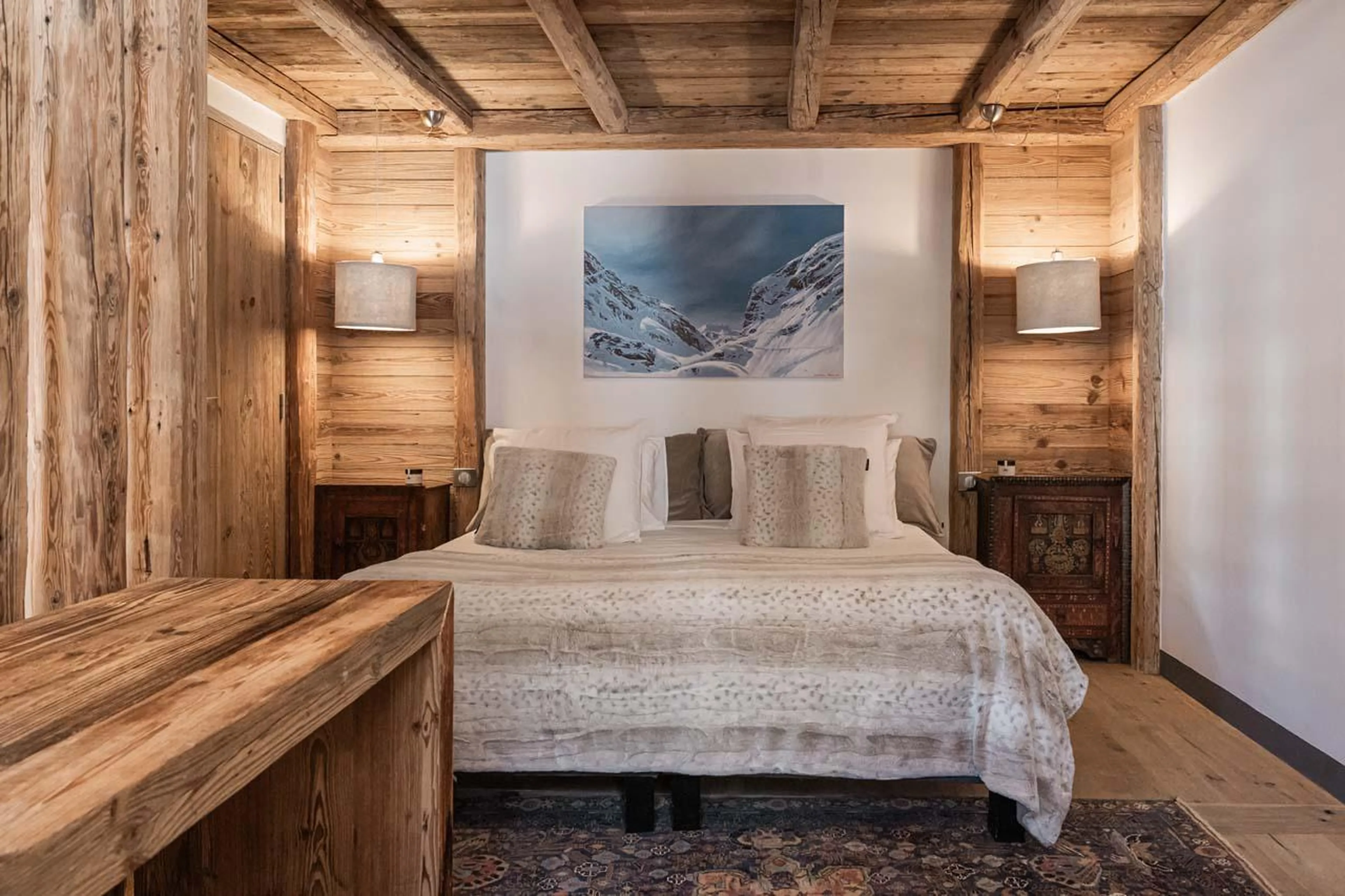 Bedroom one at Chalet La Face in Val d'Isere