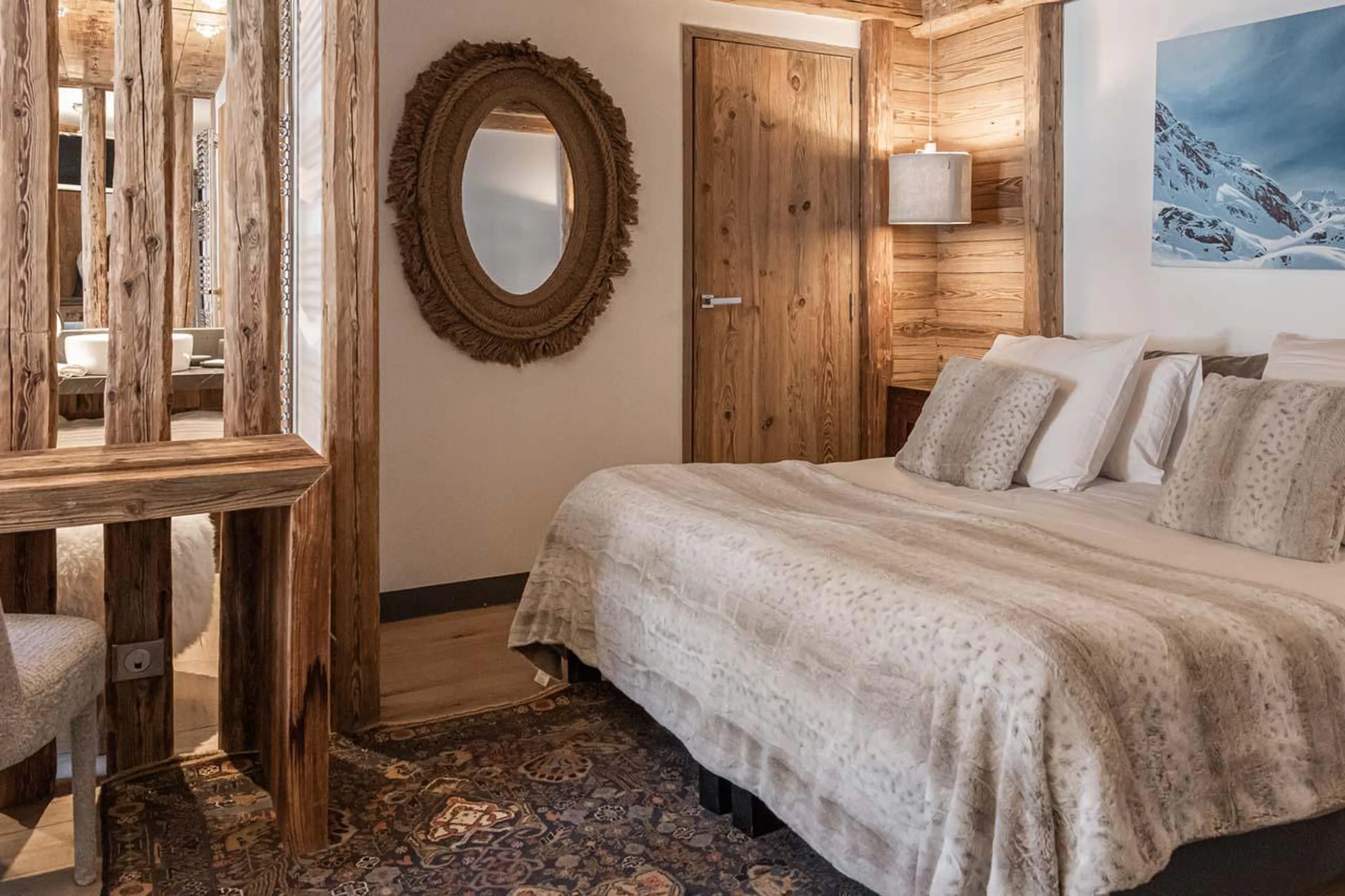 Bedroom one at Chalet La Face in Val d'Isere