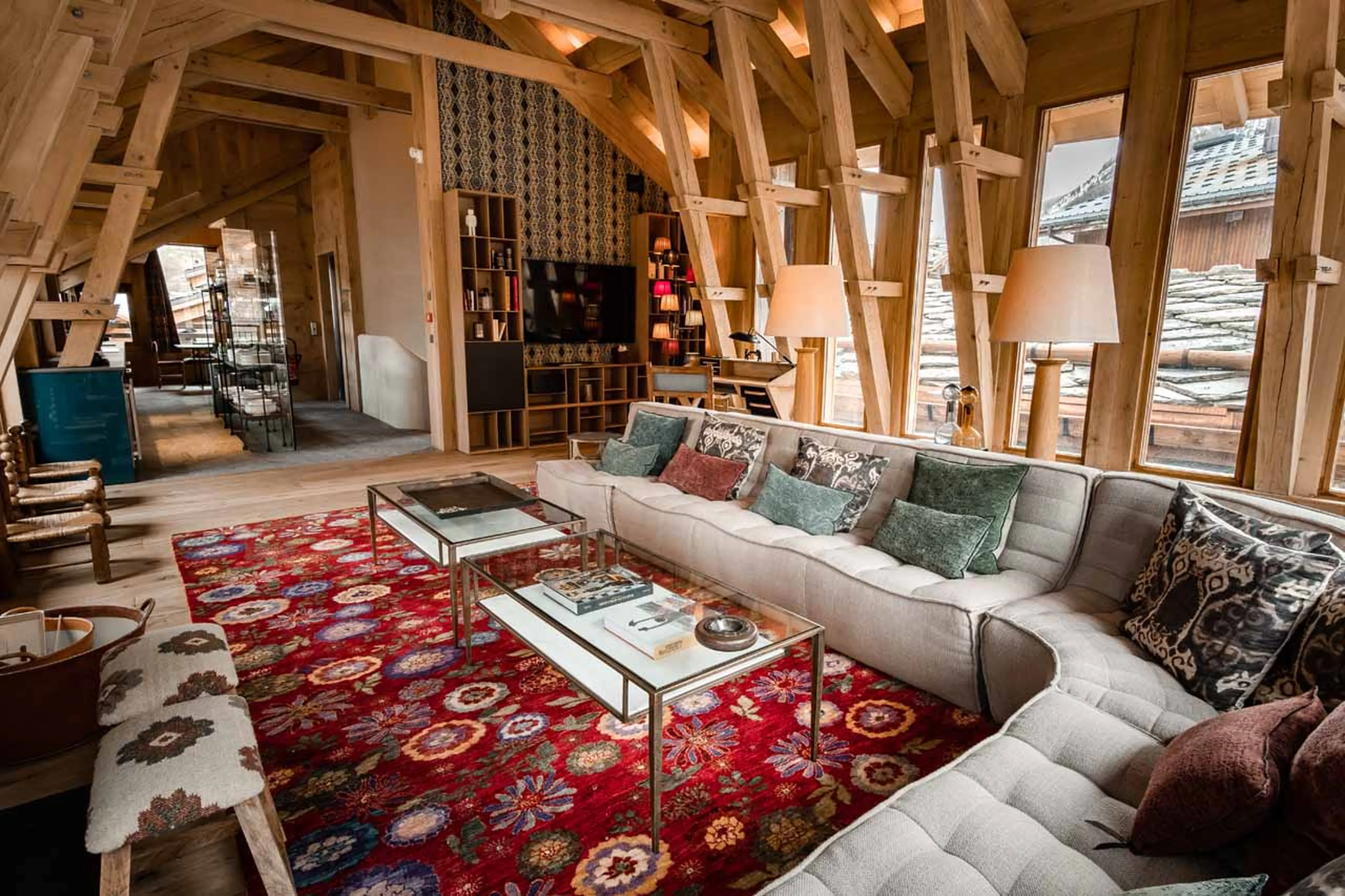 Sofa area at Chalet La Grange in Val d'Isere