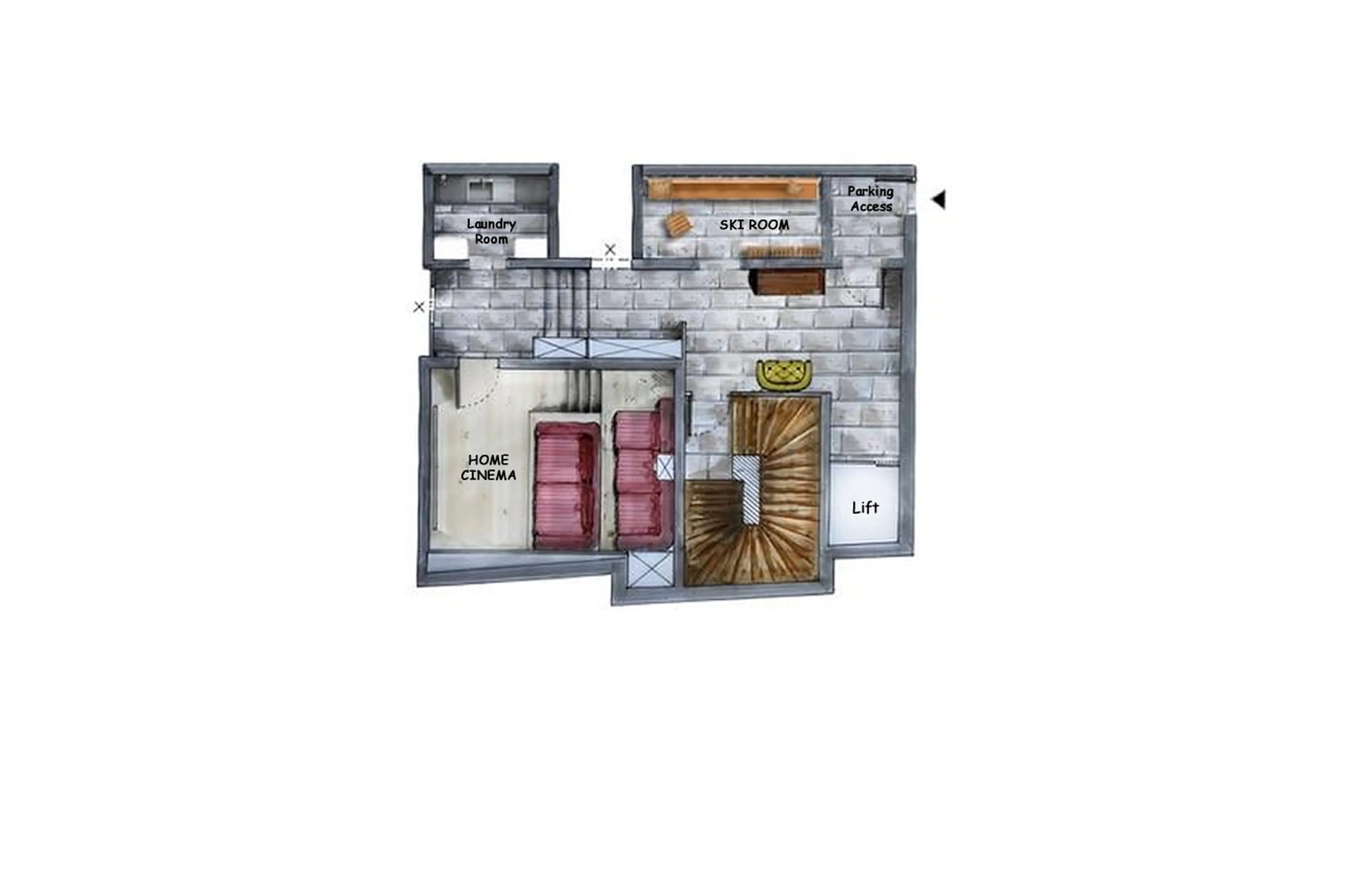 Level -1 floor plan of Chalet La Grange in Val d'Isere