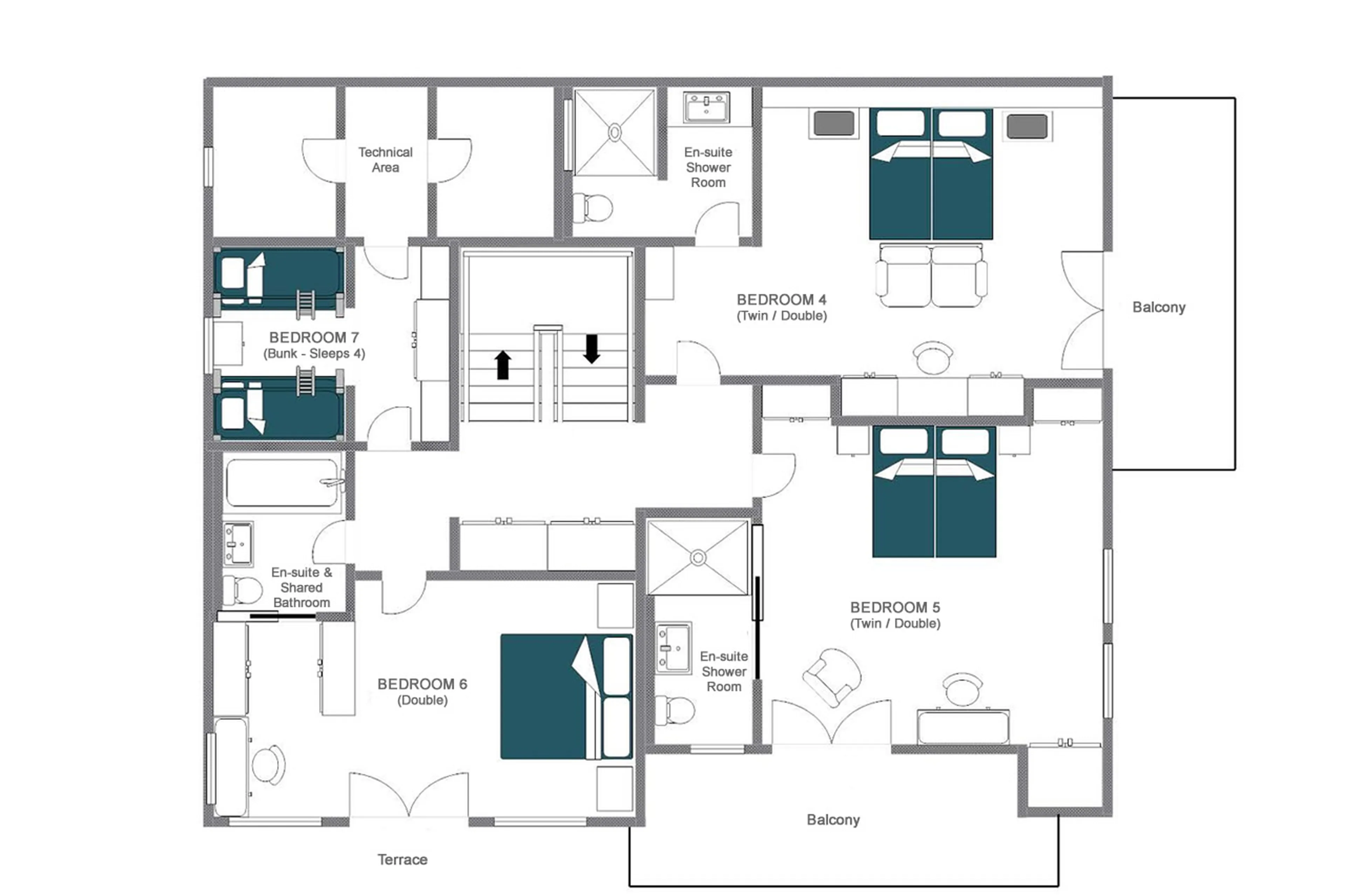 Level 1 floor plan of Chalet La Loze in Verbier