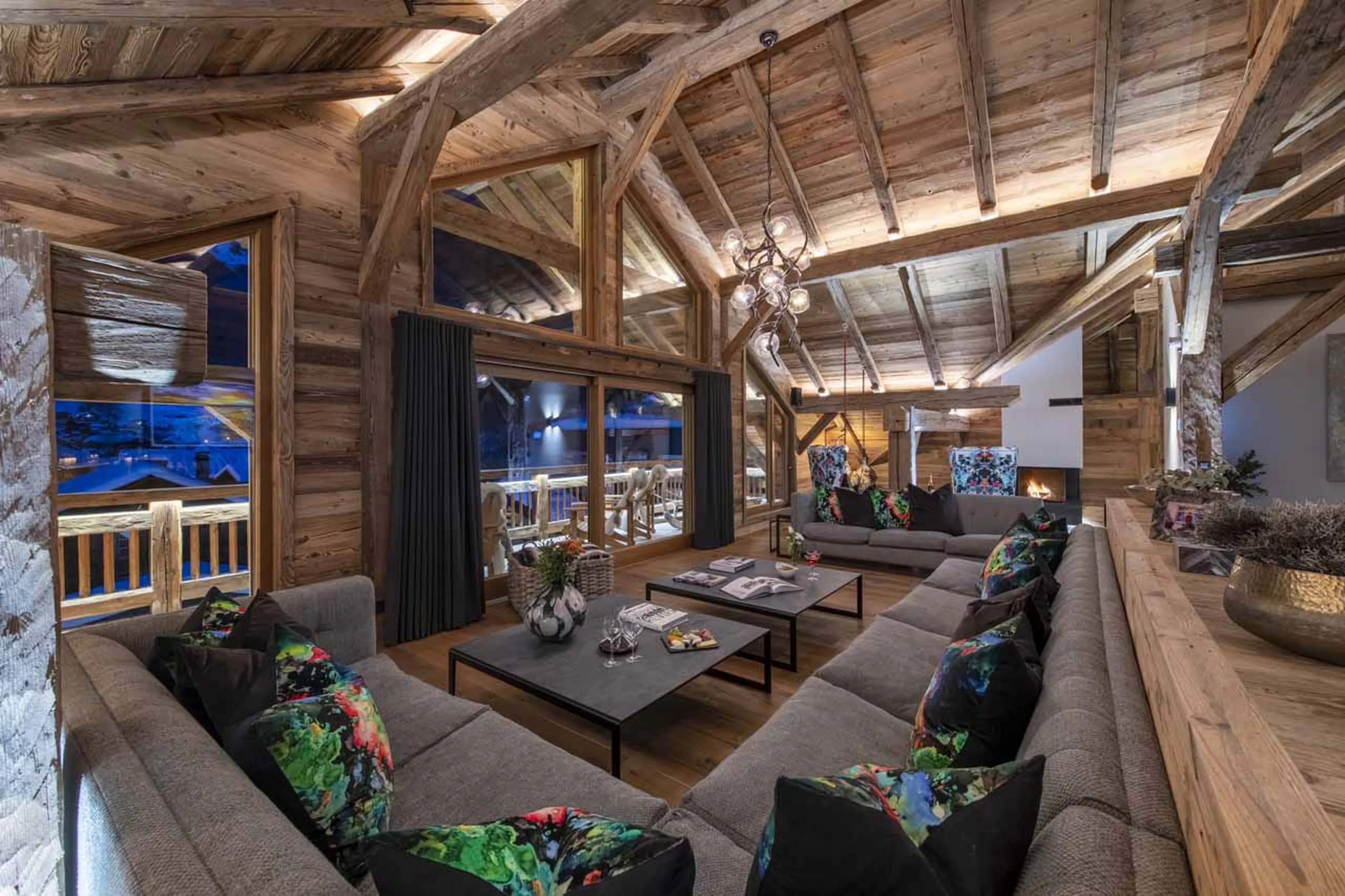 Sofas in lounge at Chalet La Maison in Morzine