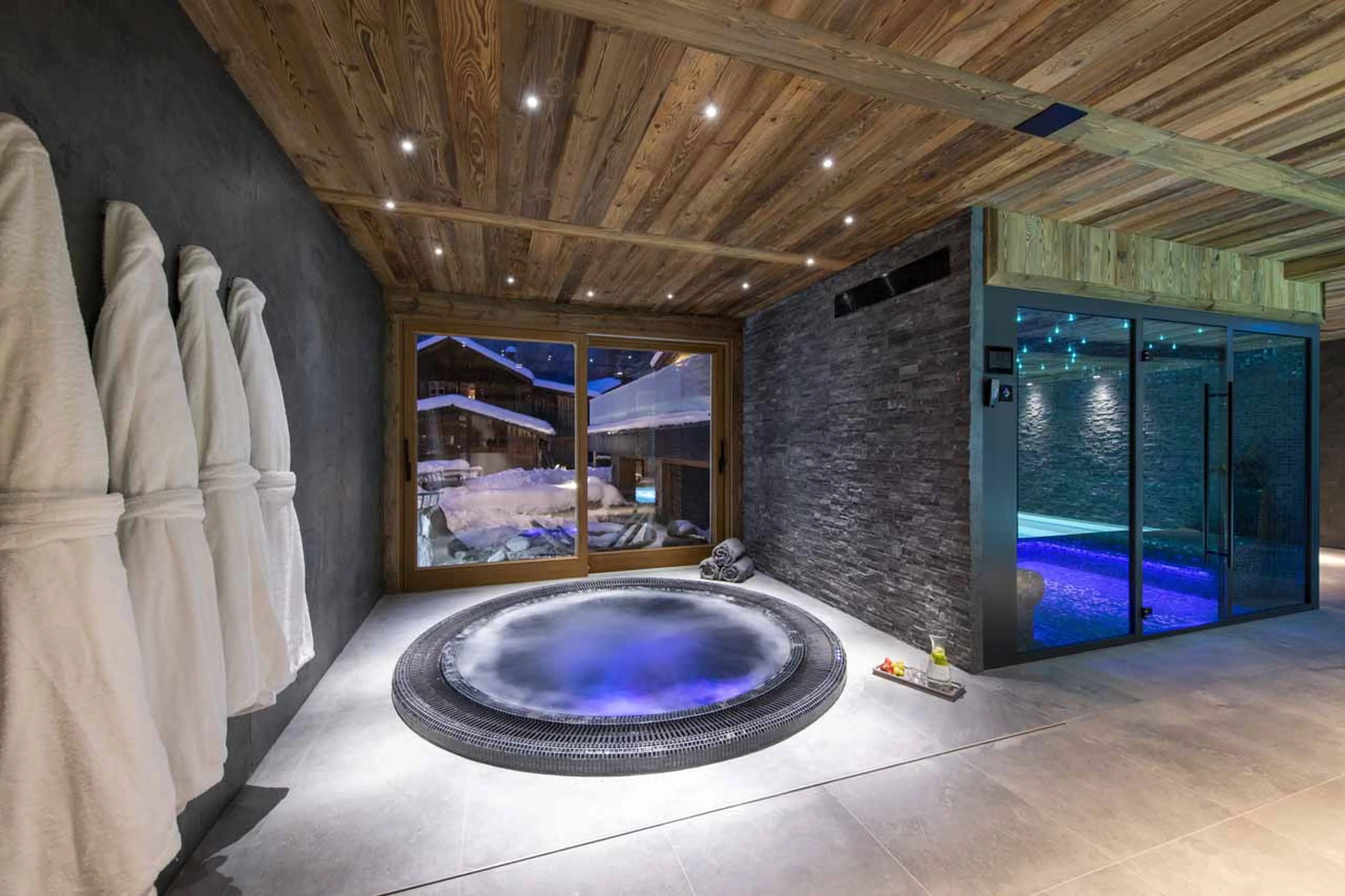 Indoor hot tub & hammam at Chalet La Maison in Morzine