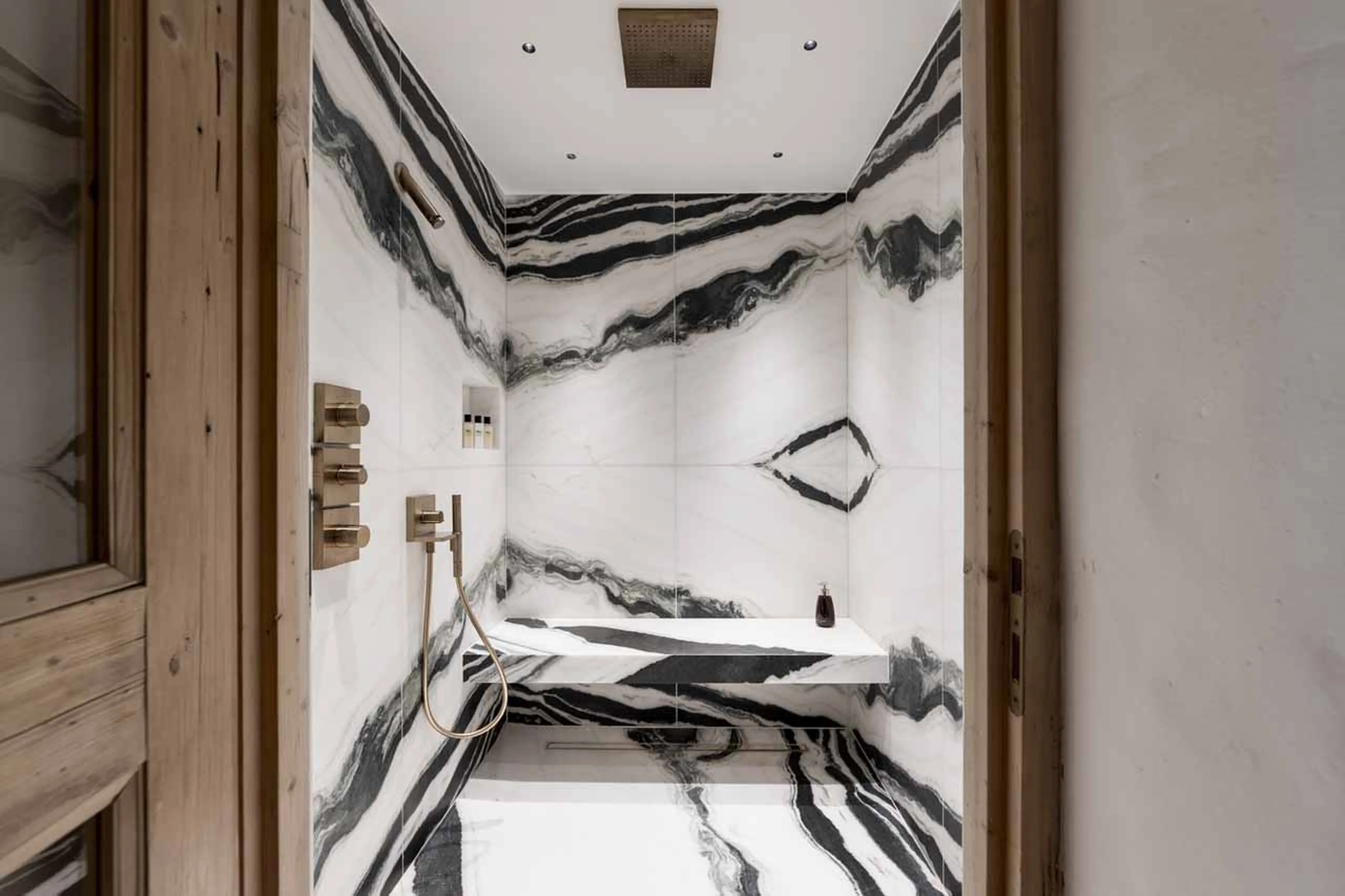 Bedroom 1 shower at Chalet La Reserve in Val d'Isere