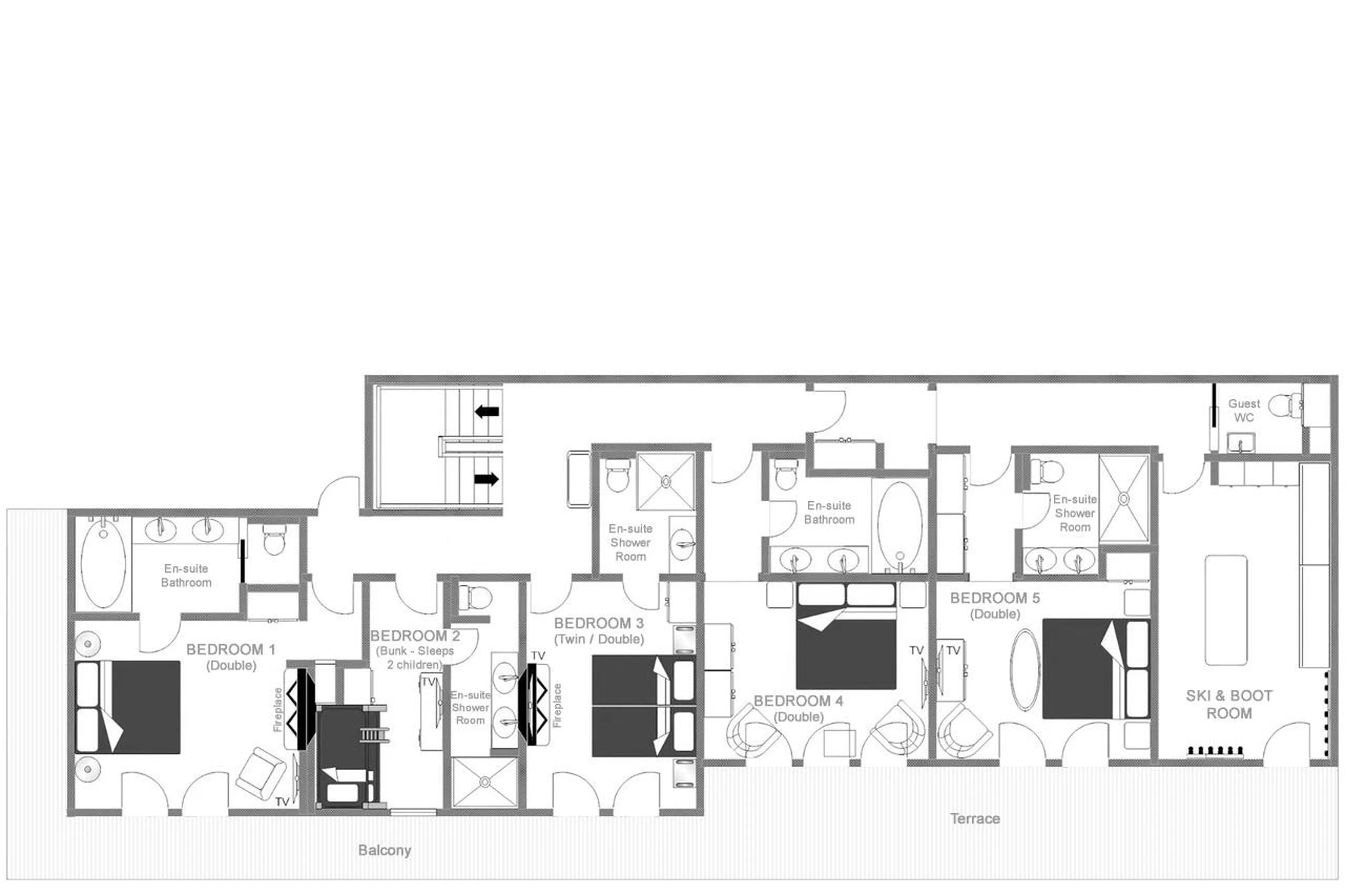 Level 0 floor plan of Chalet La Taniere in Meribel