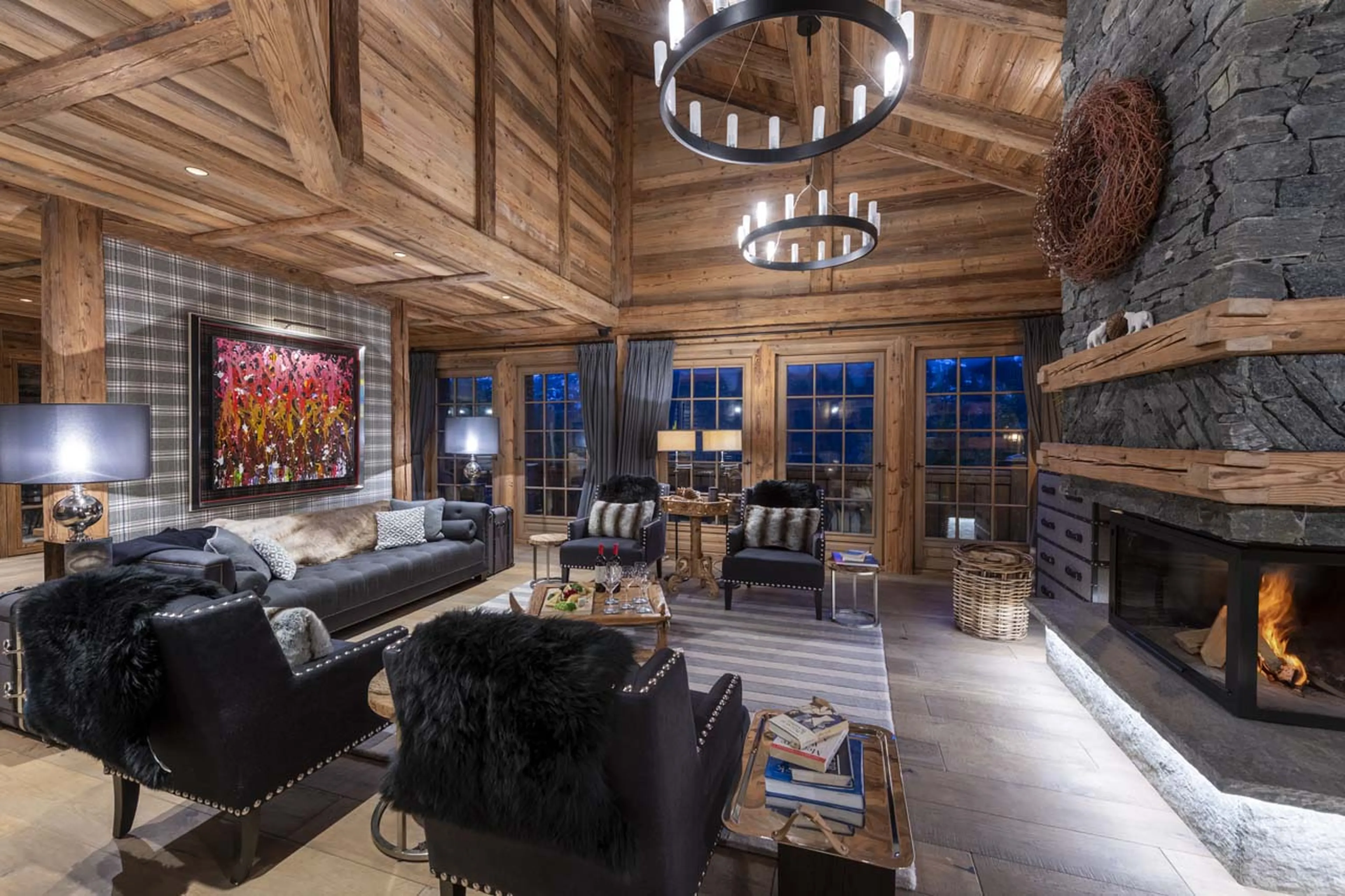 Artwork in living area of Chalet La Taniere, Meribel