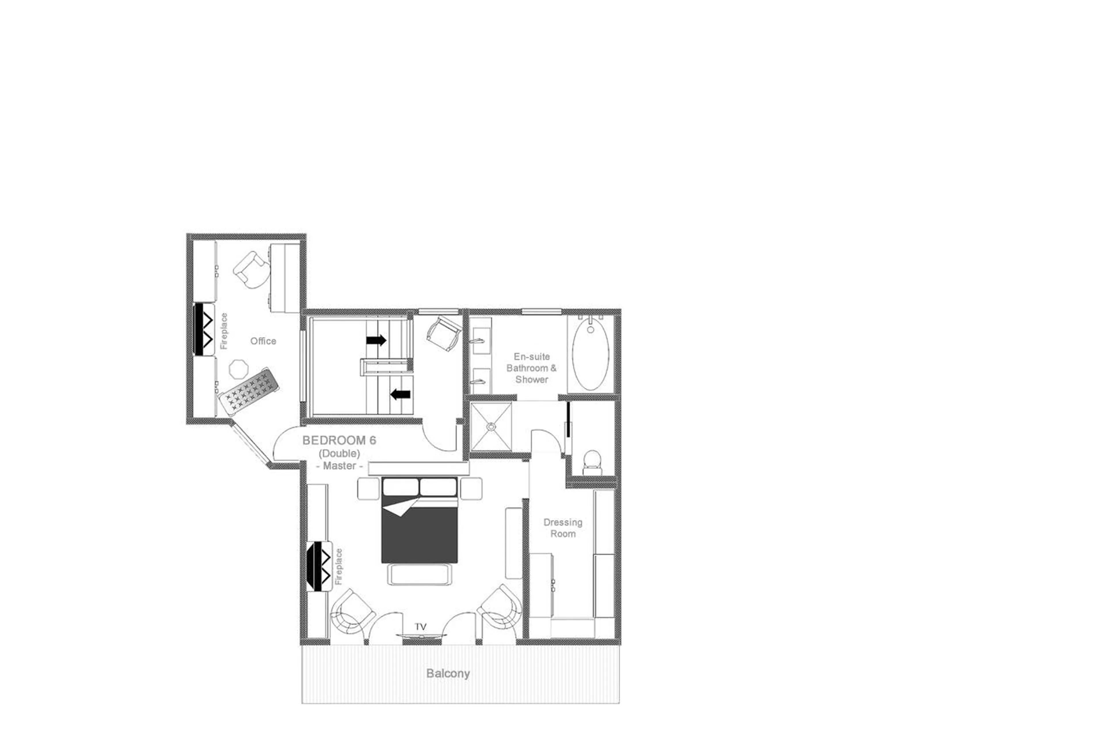 Top level floor plan of Chalet La Taniere in Meribel