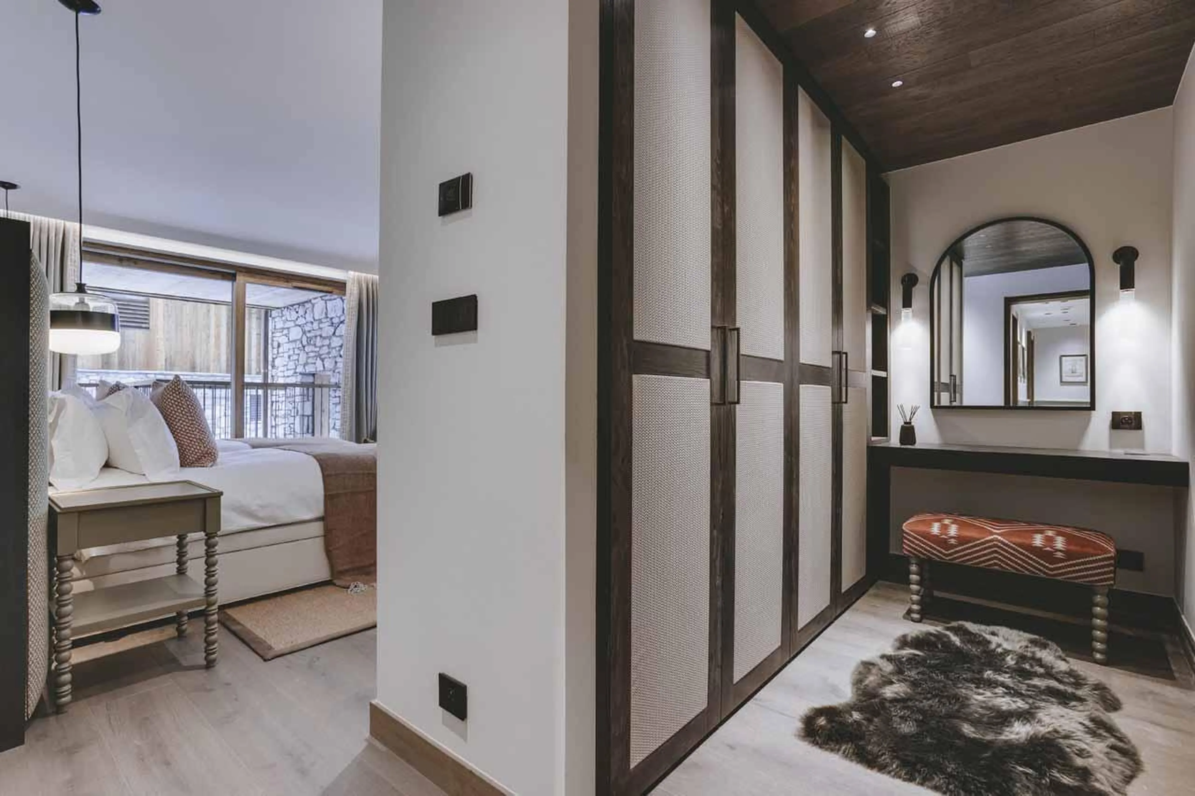 Dressing area in double bedroom at Chalet La Tene, Val d'Isere