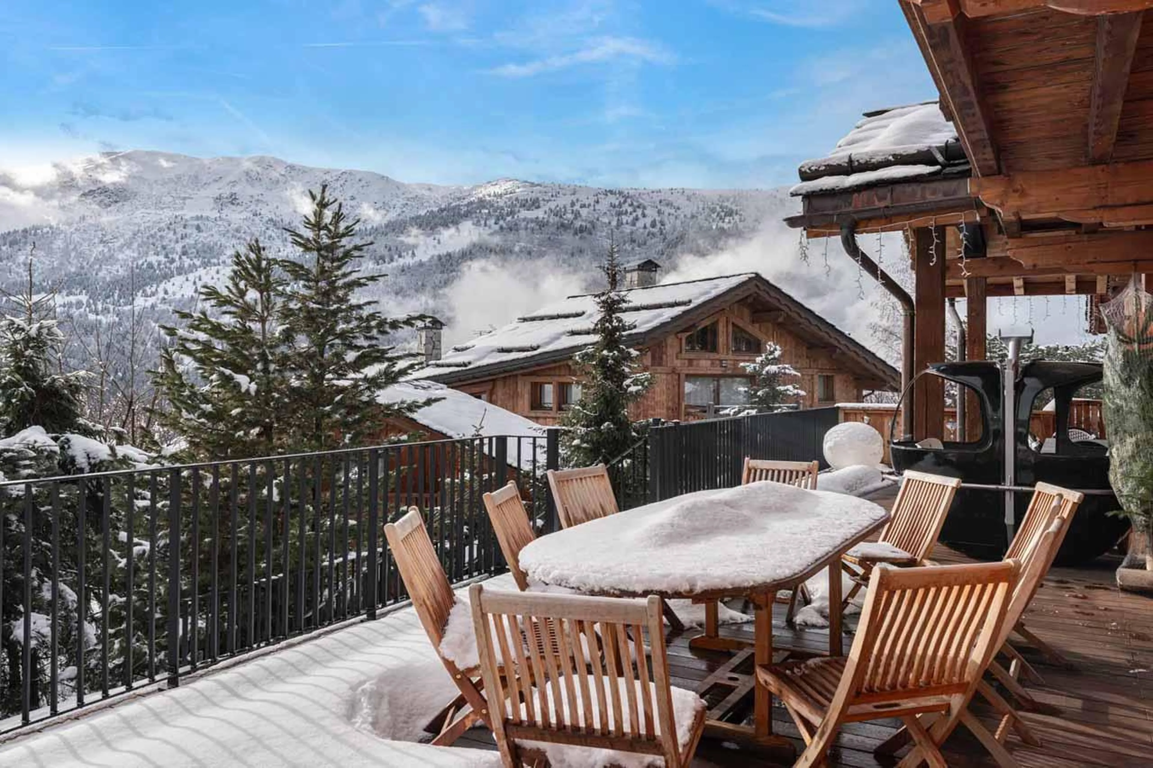 Terrace with space for alfresco dining at Chalet Lady Mijane in Meribel