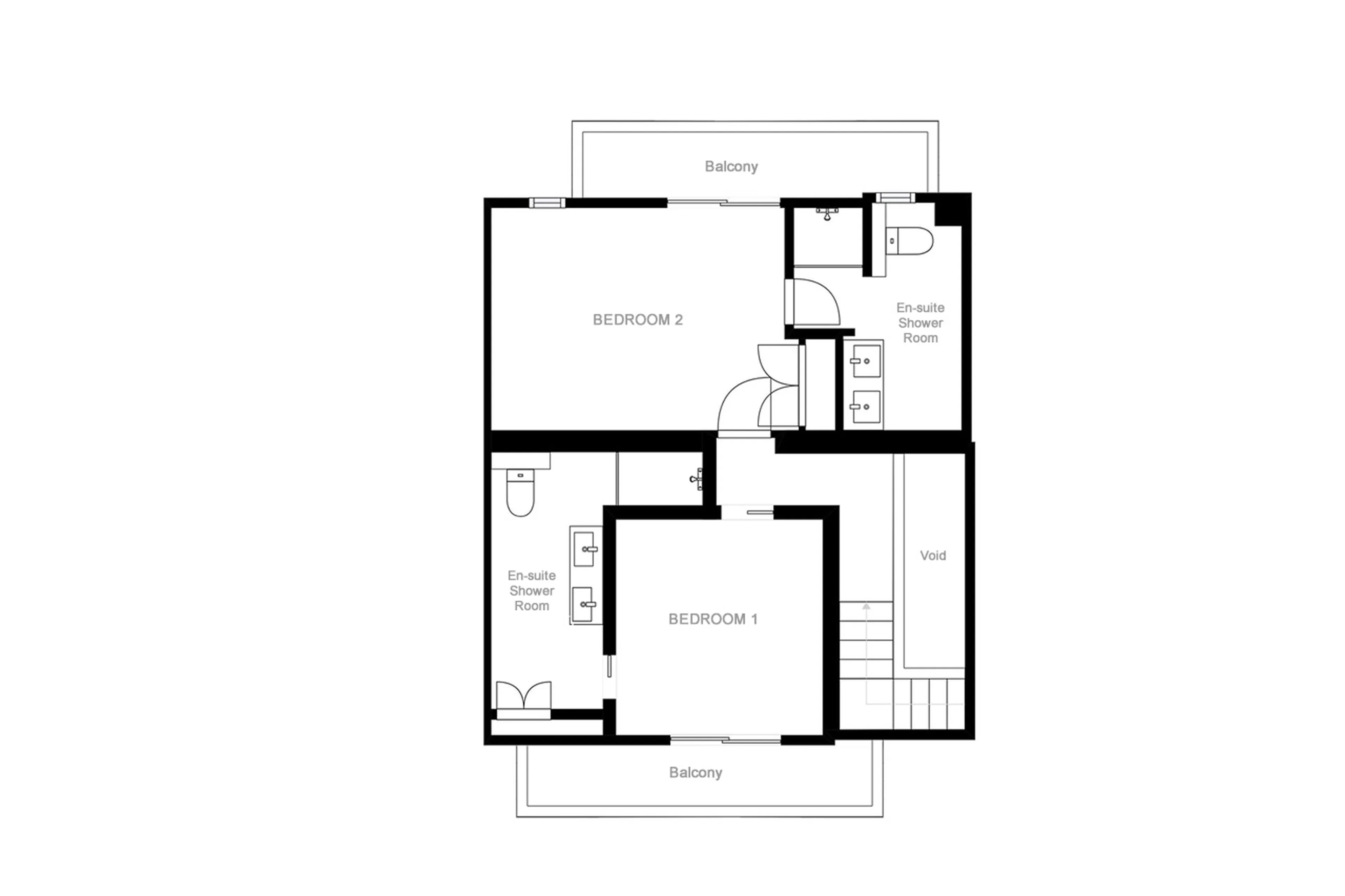 Level 2 floor plan of Chalet Lamartine in Megeve