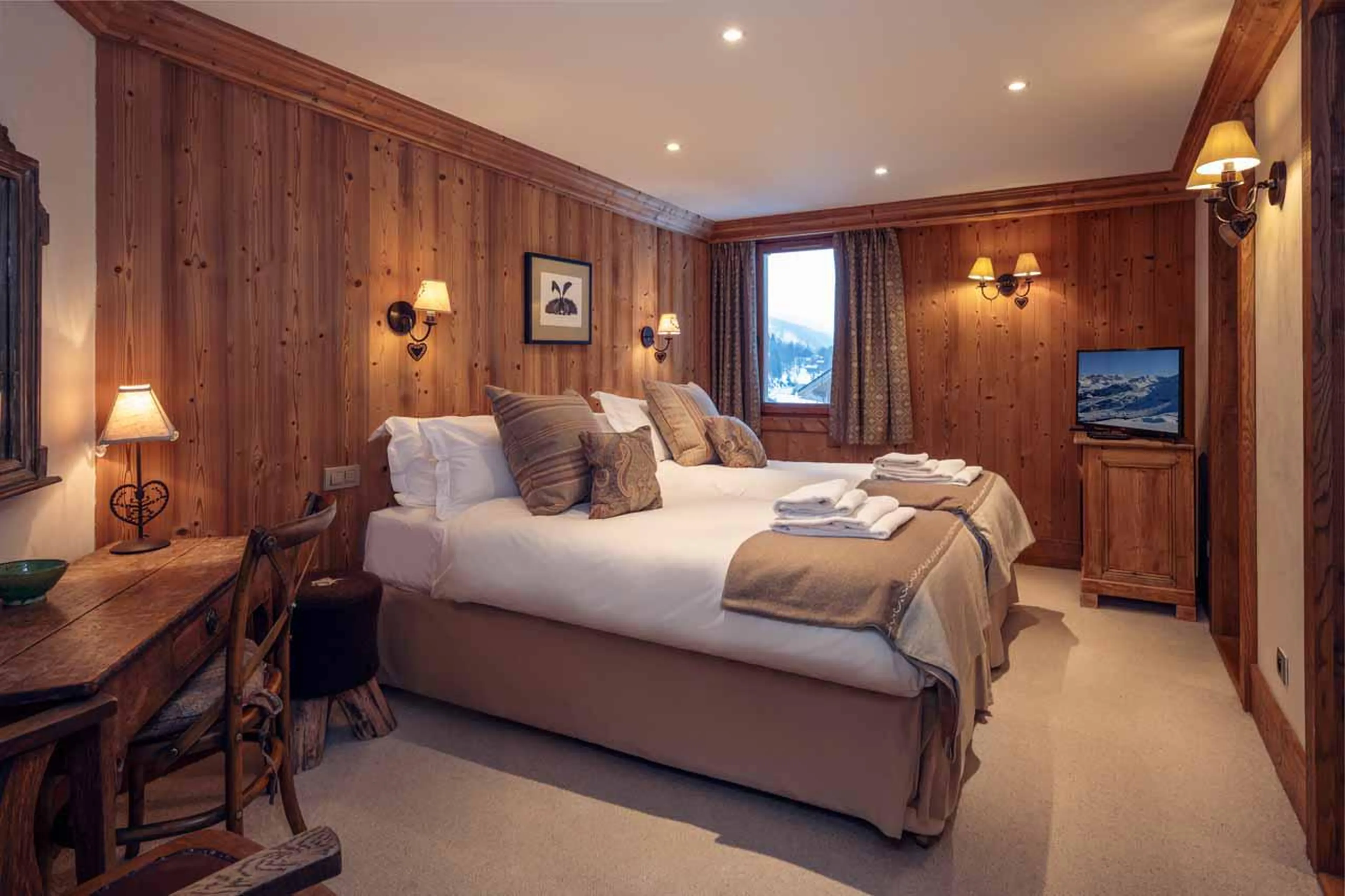 Bedroom one at Chalet Lapin Blanc in Meribel
