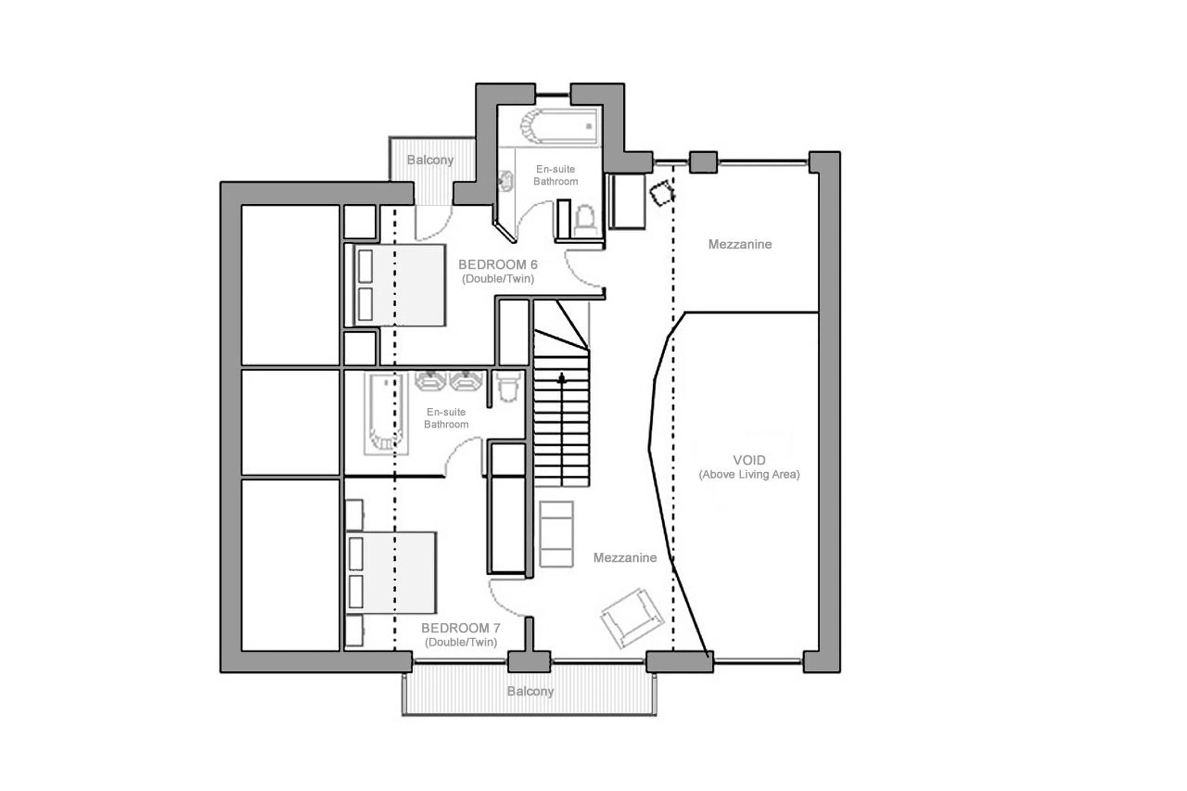 Level 3 floor plan of Chalet Lapin Blanc in Meribel