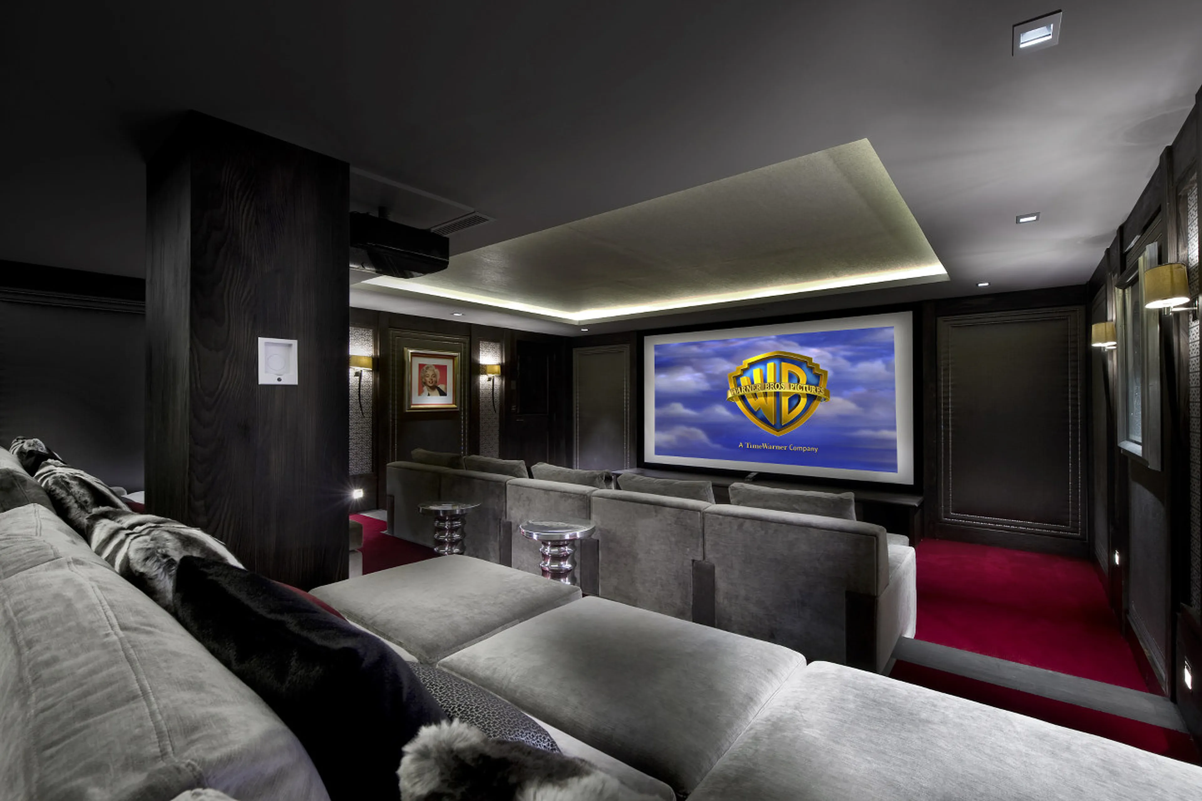 Big screen in cinema room of Chalet Le Blanchot in Courchevel 1850