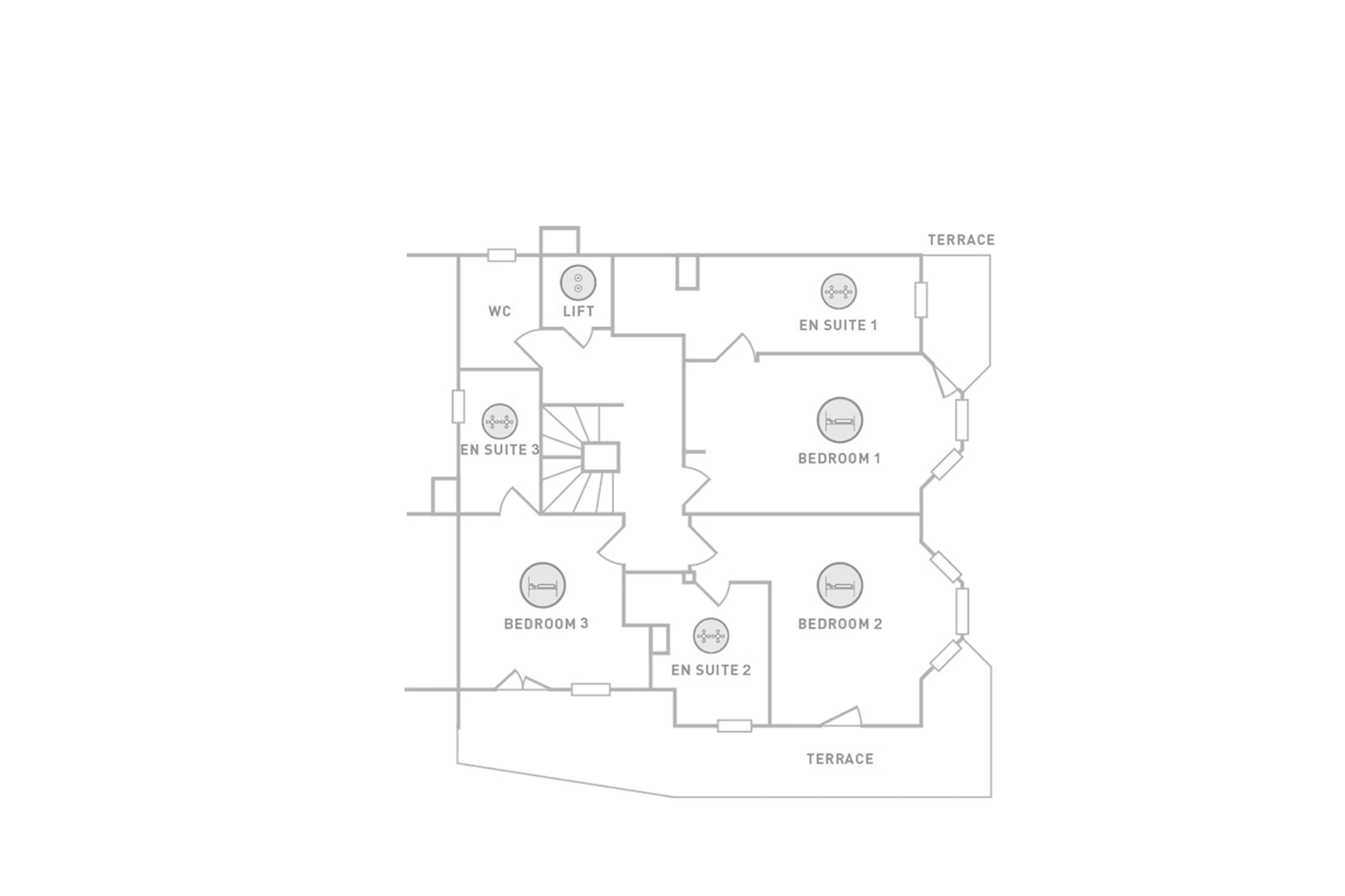 Level 2 floor plan of Chalet Le Blanchot in Courchevel 1850