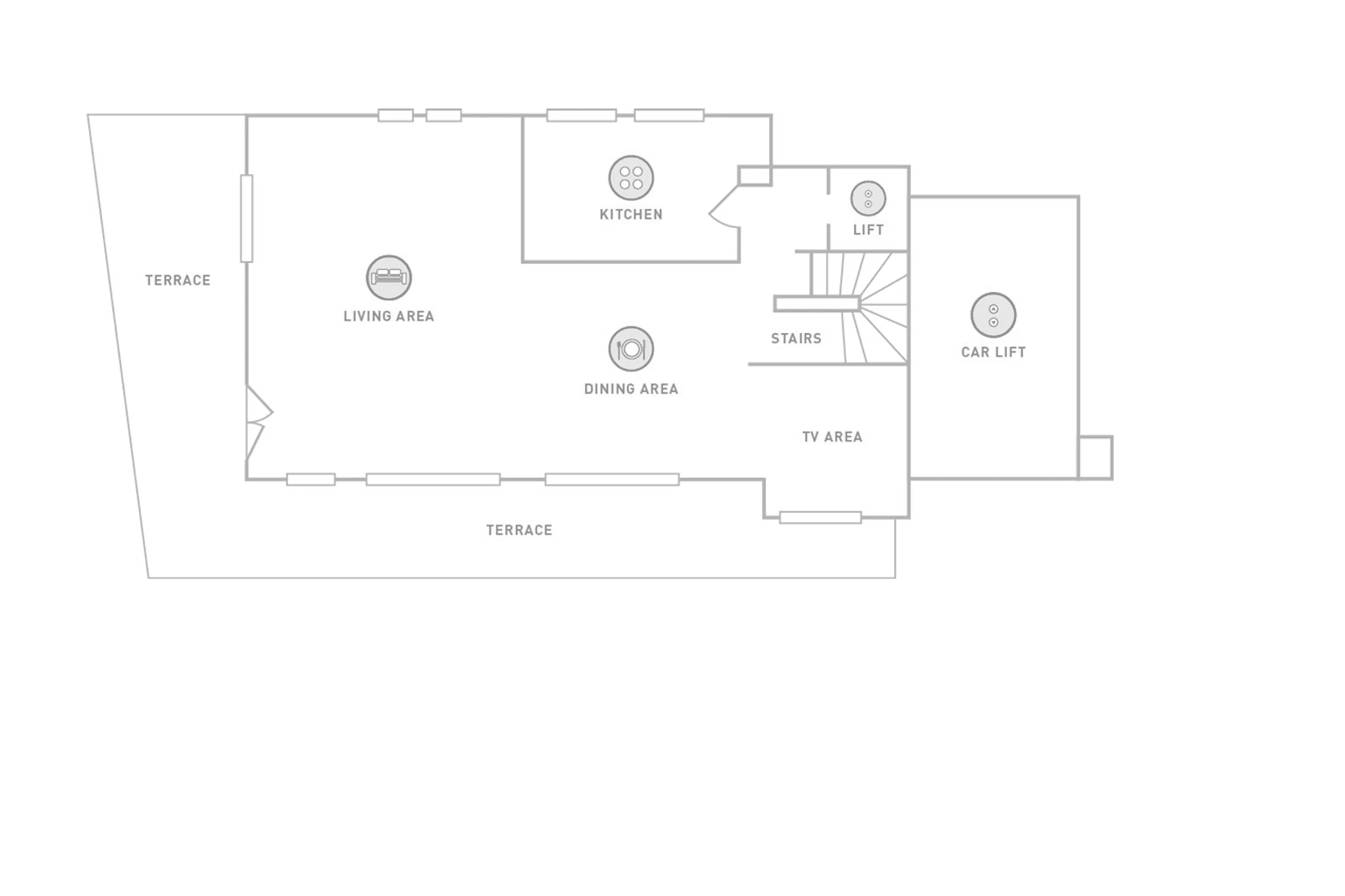 Level 1 floor plan of Chalet Le Coquelicot in Courchevel 1850