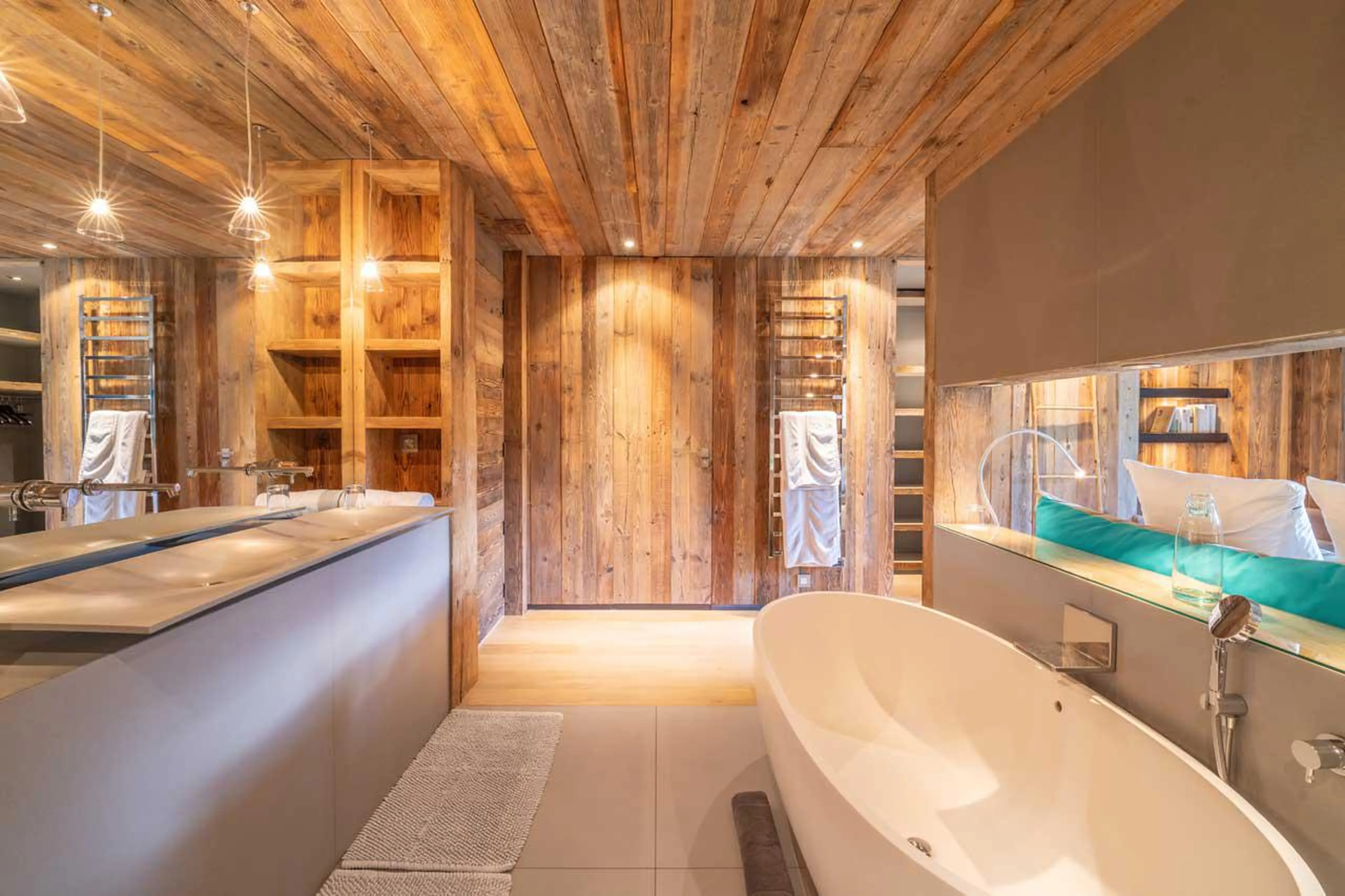 En-suite bathroom with bath and double basin Le Grand Cerf in Meribel