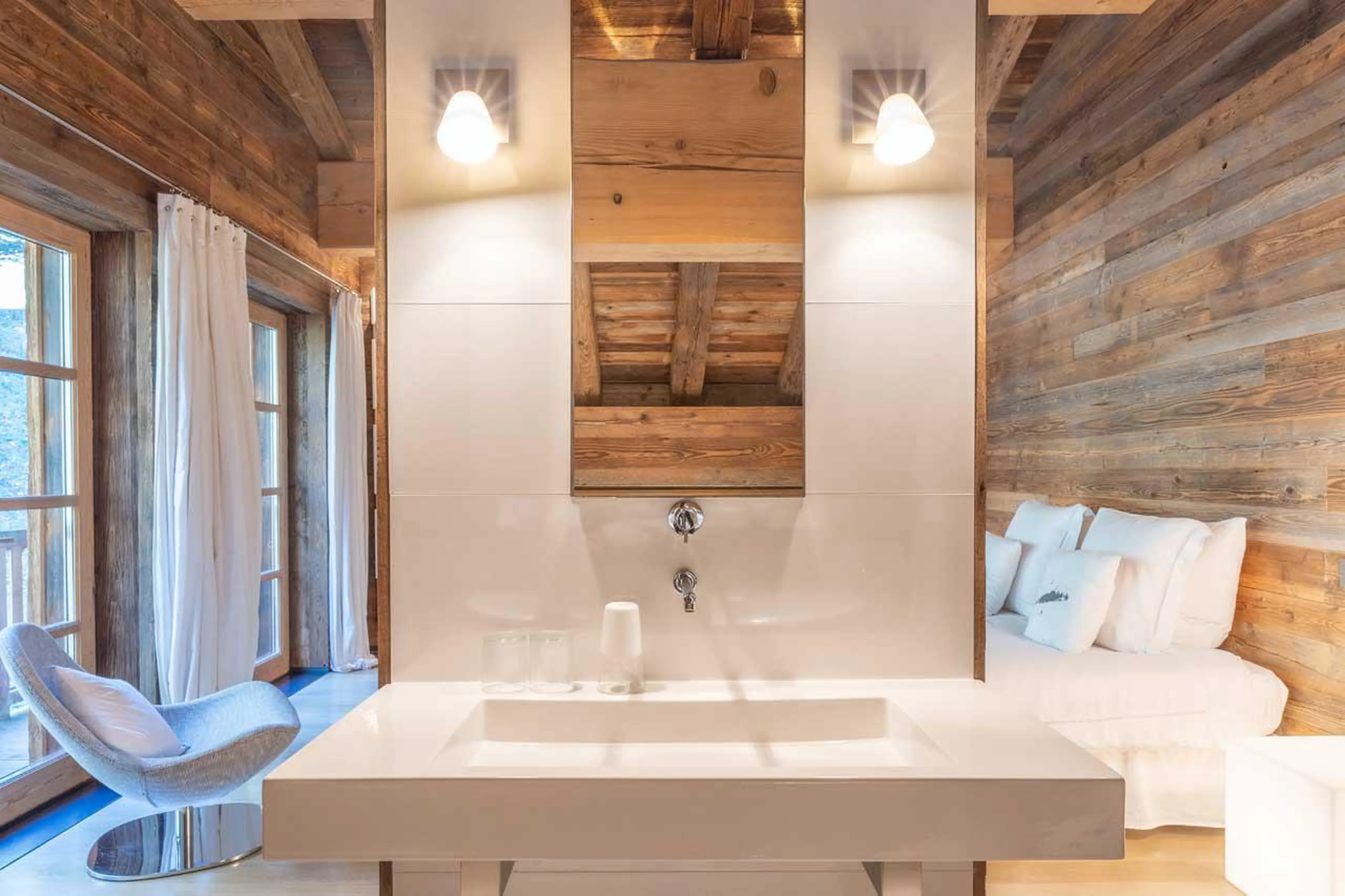 Modern en-suite bathroom at Le Grand Cerf in Meribel
