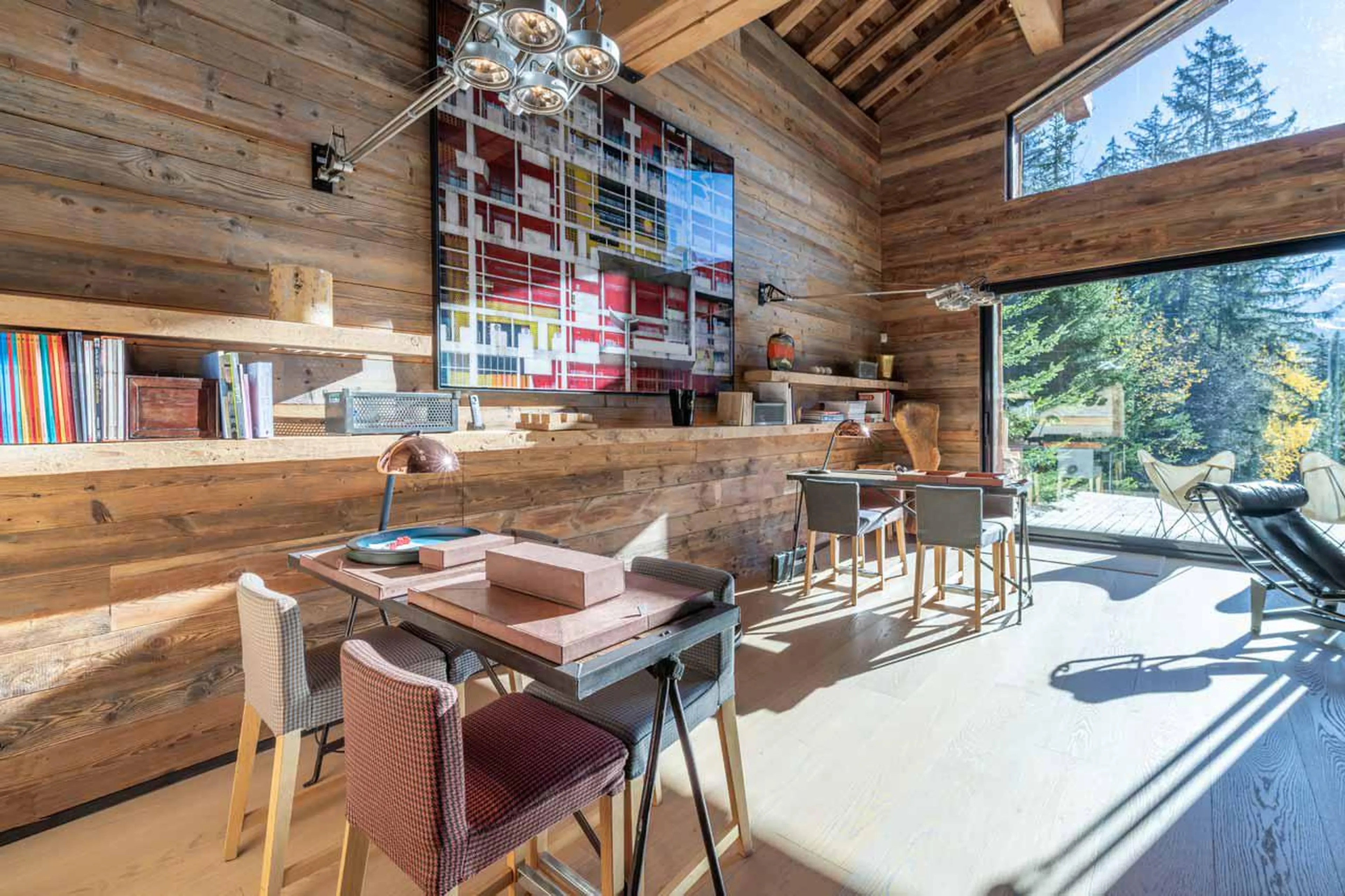 Games tables within living space at Le Grand Cerf in Meribel