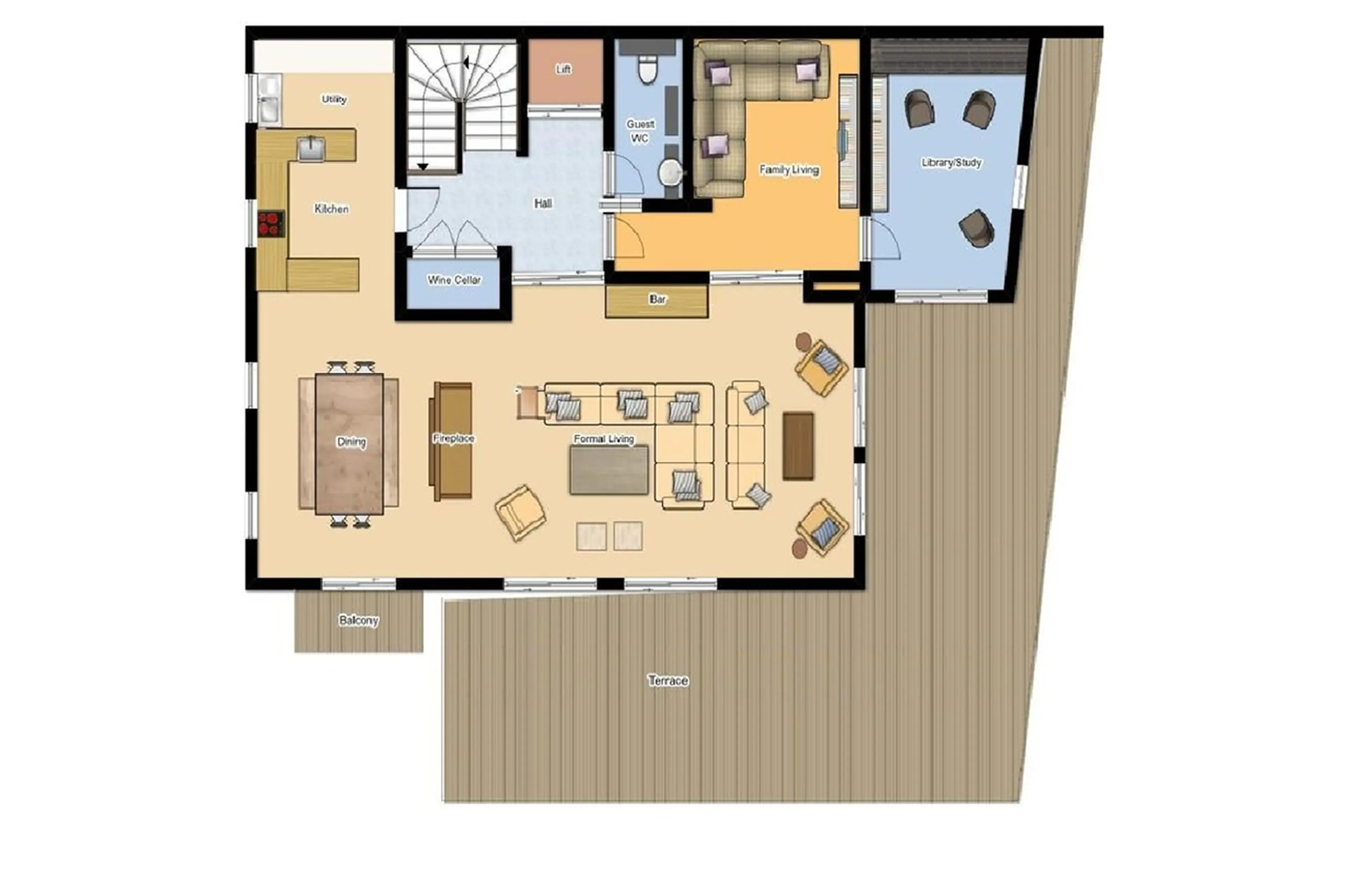 Level -1 floor plan of Chalet Le Grenier in Meribel