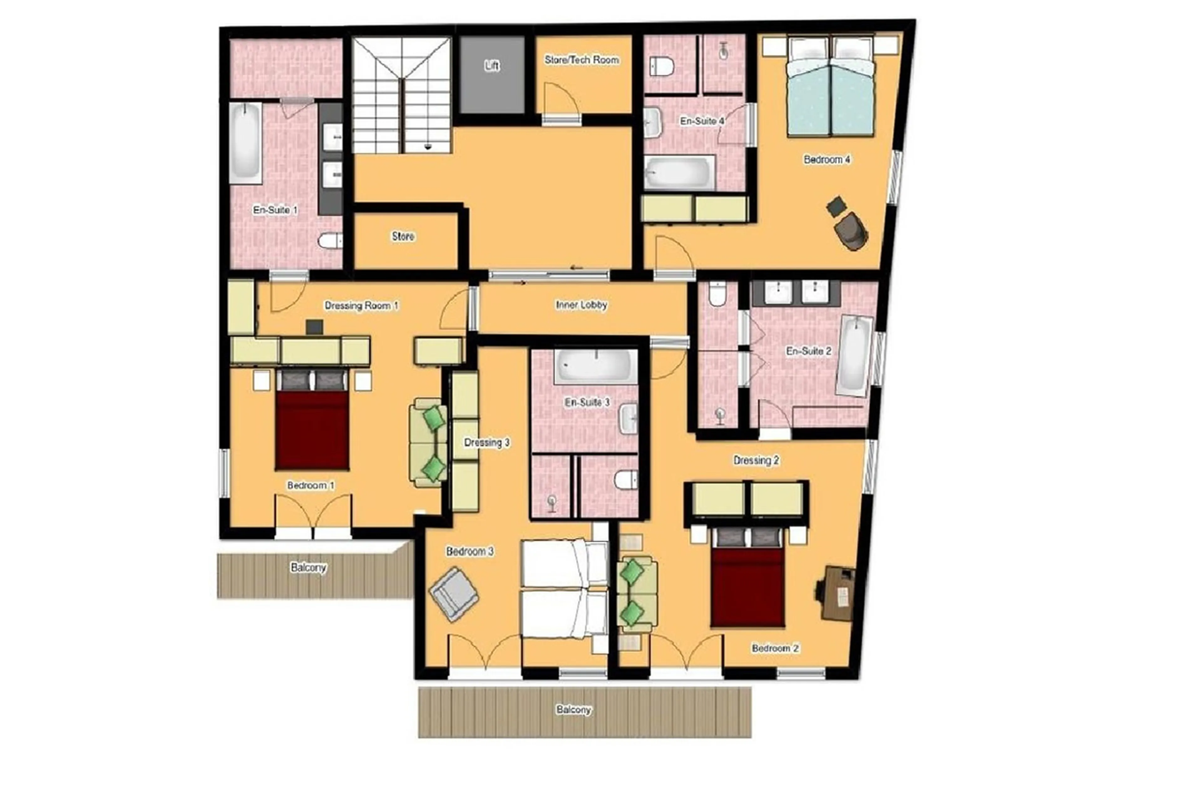 Level -2 floor plan of Chalet Le Grenier in Meribel