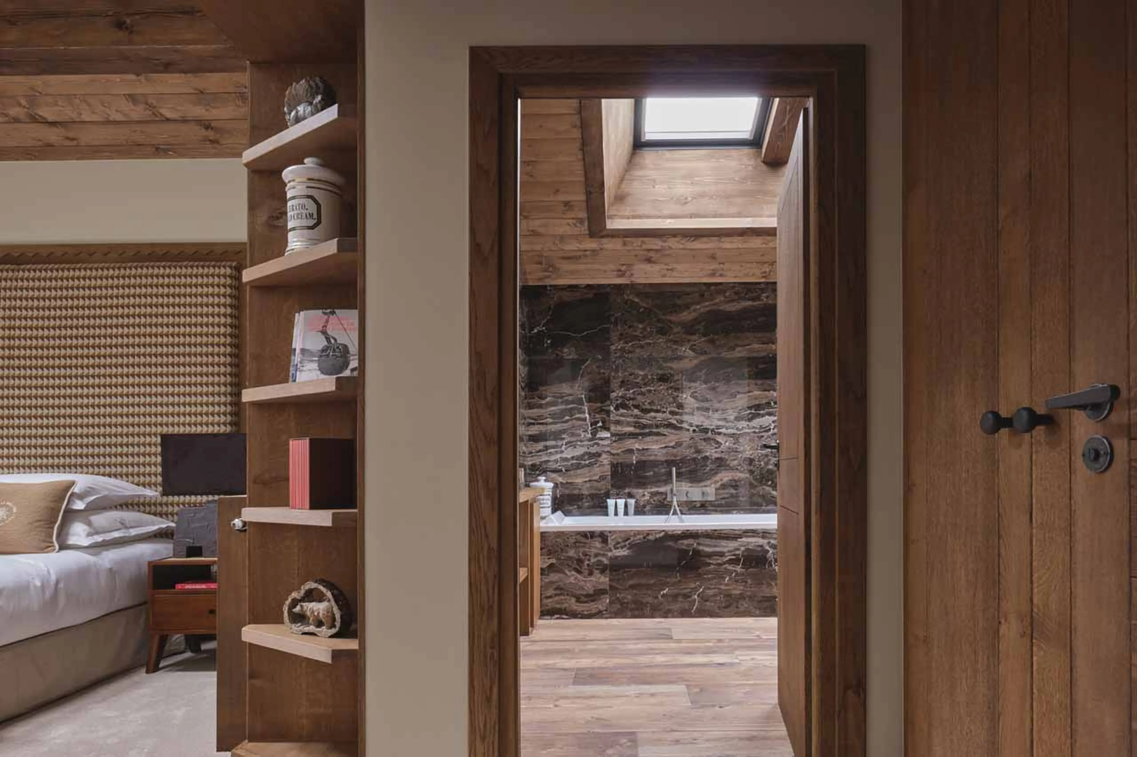 Bedroom 5 en-suite entrance at Chalet Le Molitor in Megeve