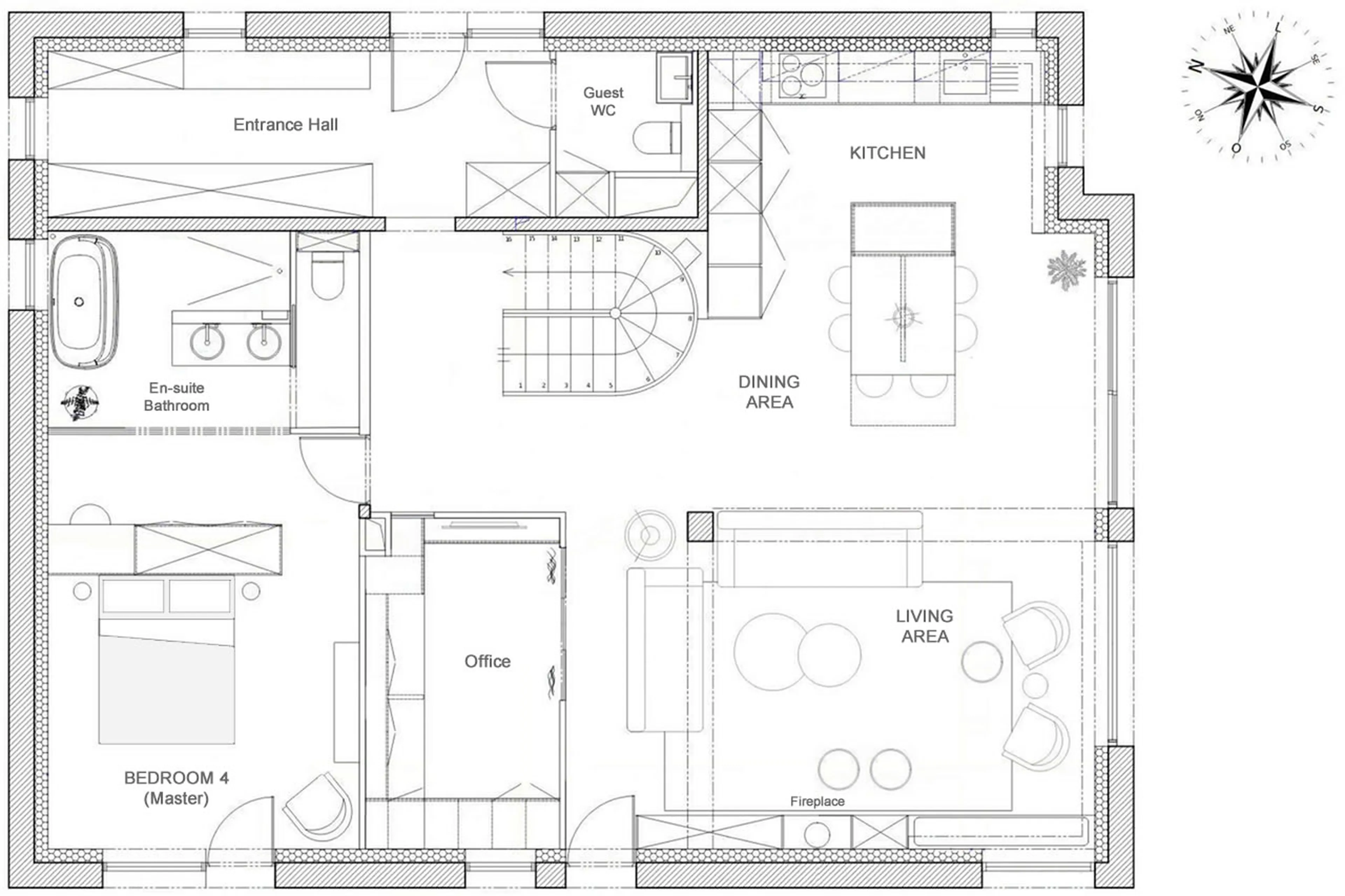 Level 0 floor plan of Chalet Les Morilles in Meribel