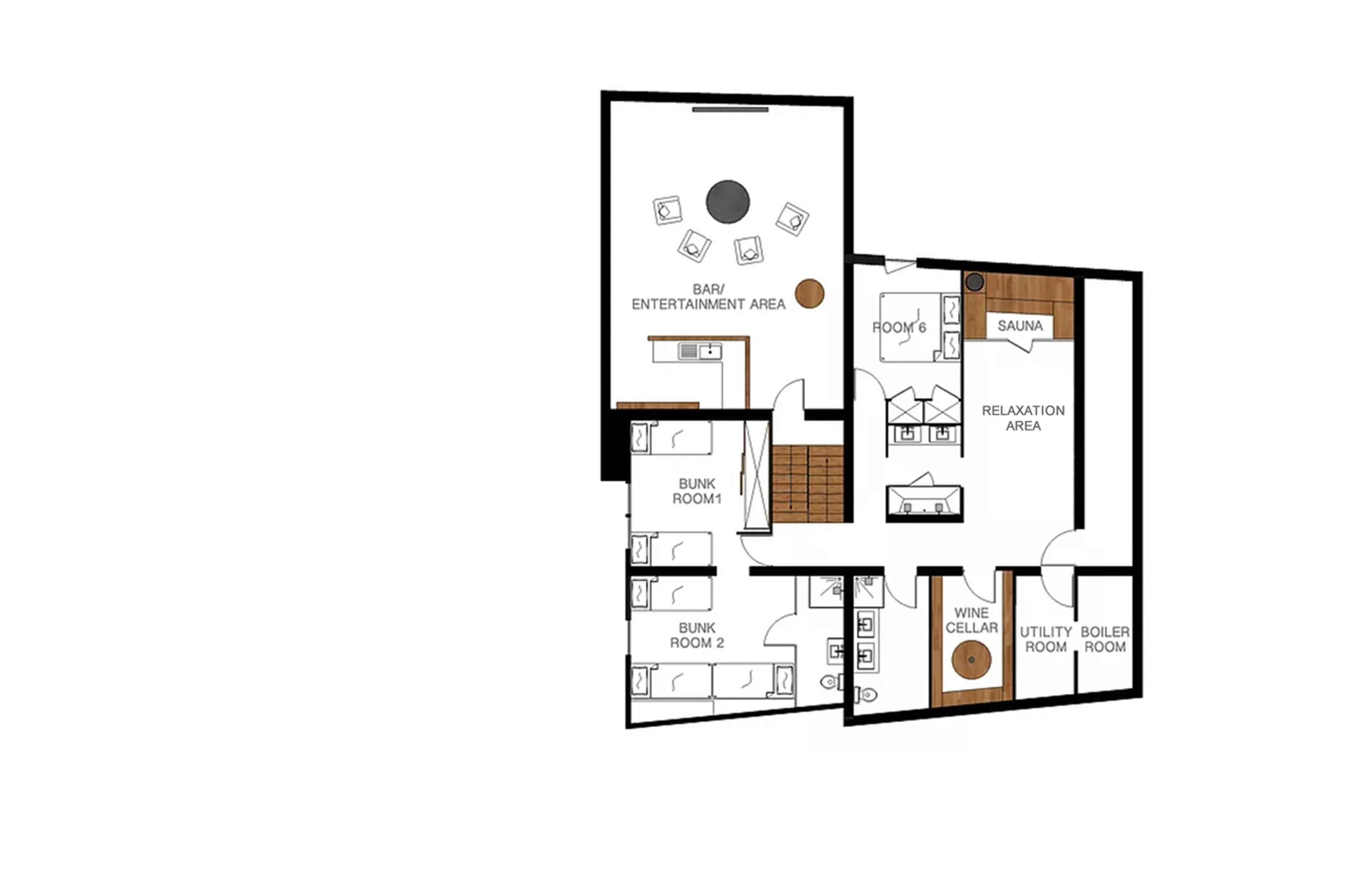 Level -1 floor plan of Chalet Le Moulin on Chamonix