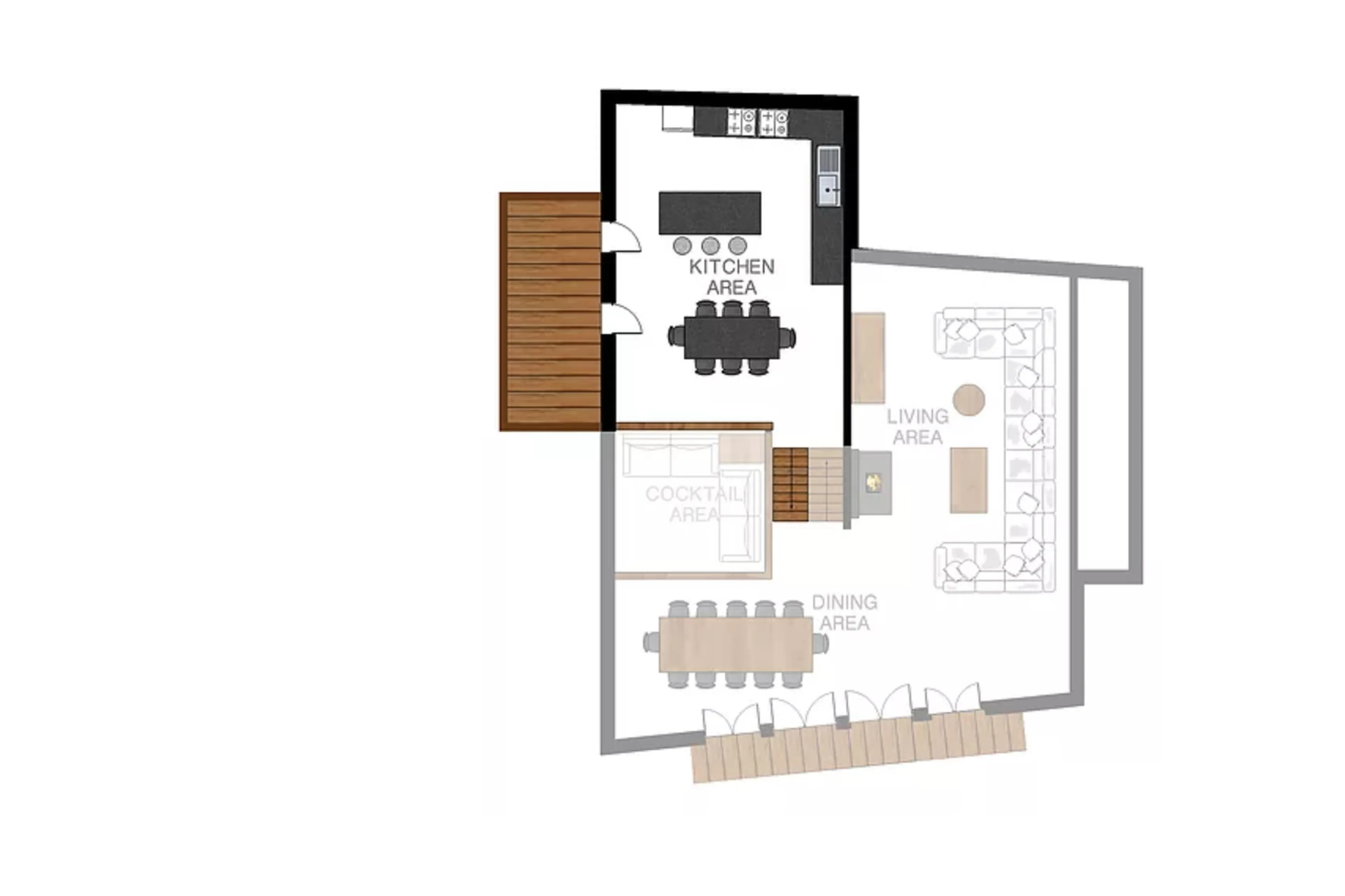 Level 2 floor plan of Chalet Le Moulin on Chamonix