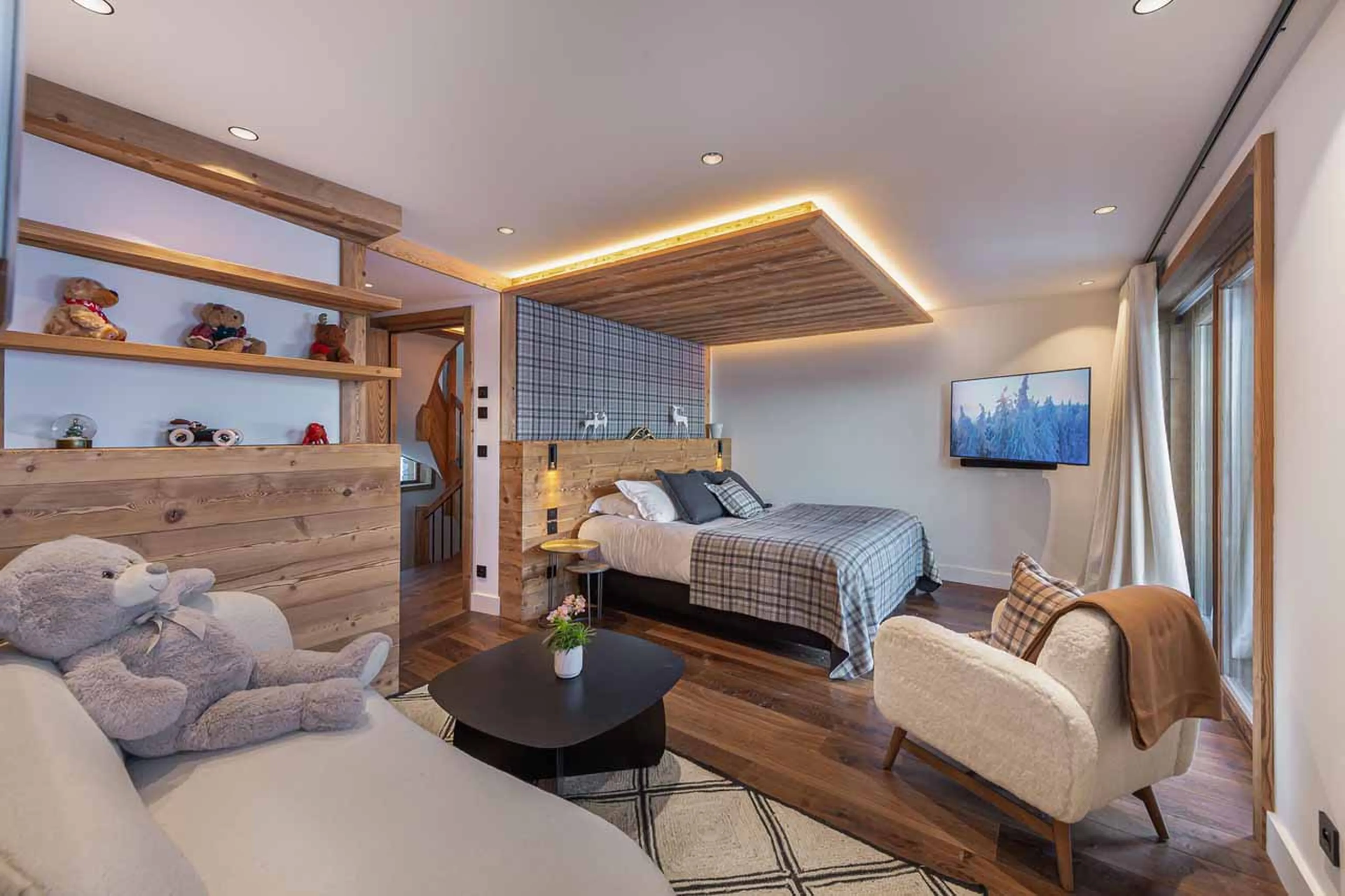 Bedroom three at Chalet Le Moulin in Courchevel Le Praz