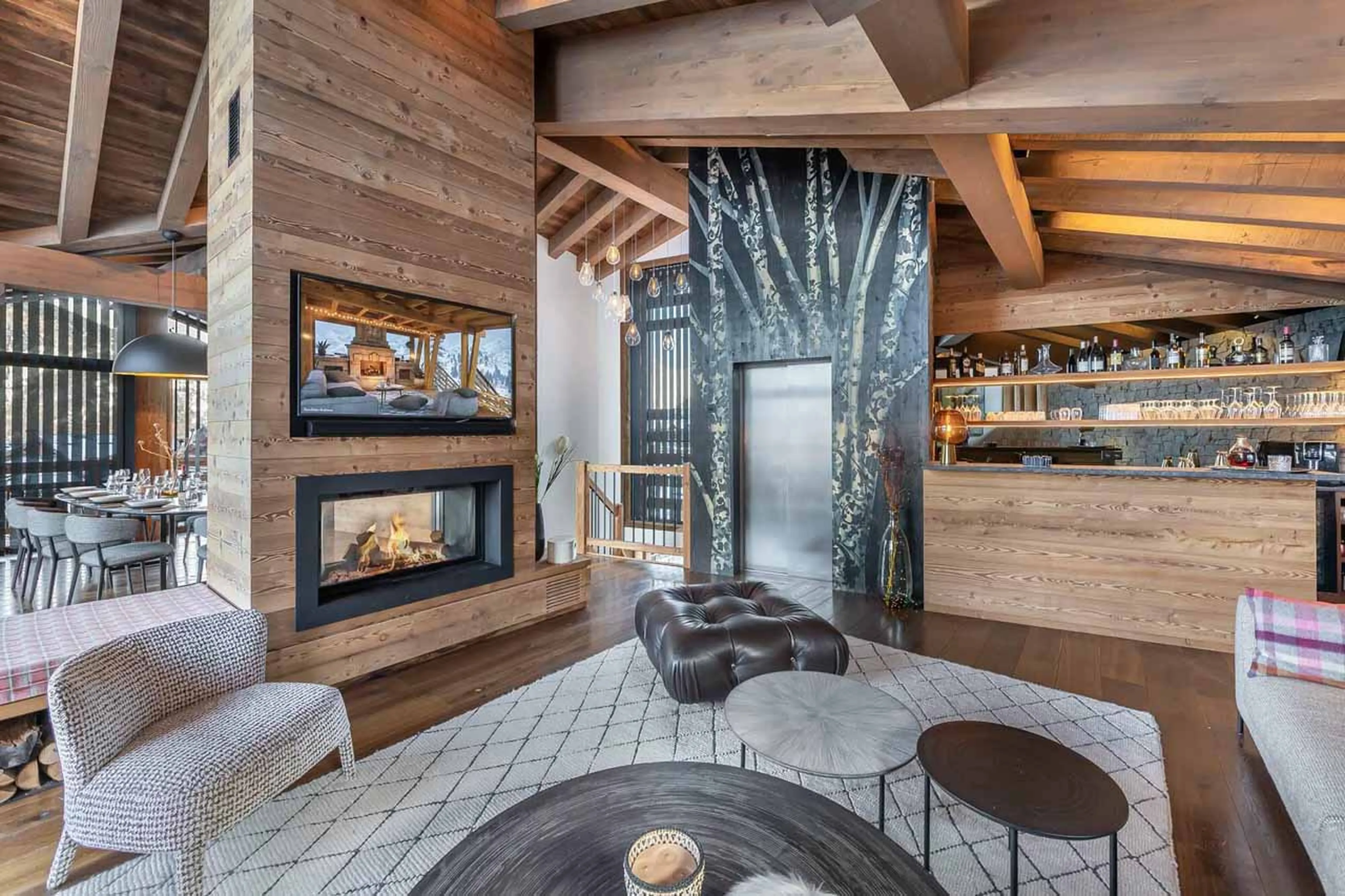 Fireplace at Chalet Le Moulin in Courchevel Le Praz