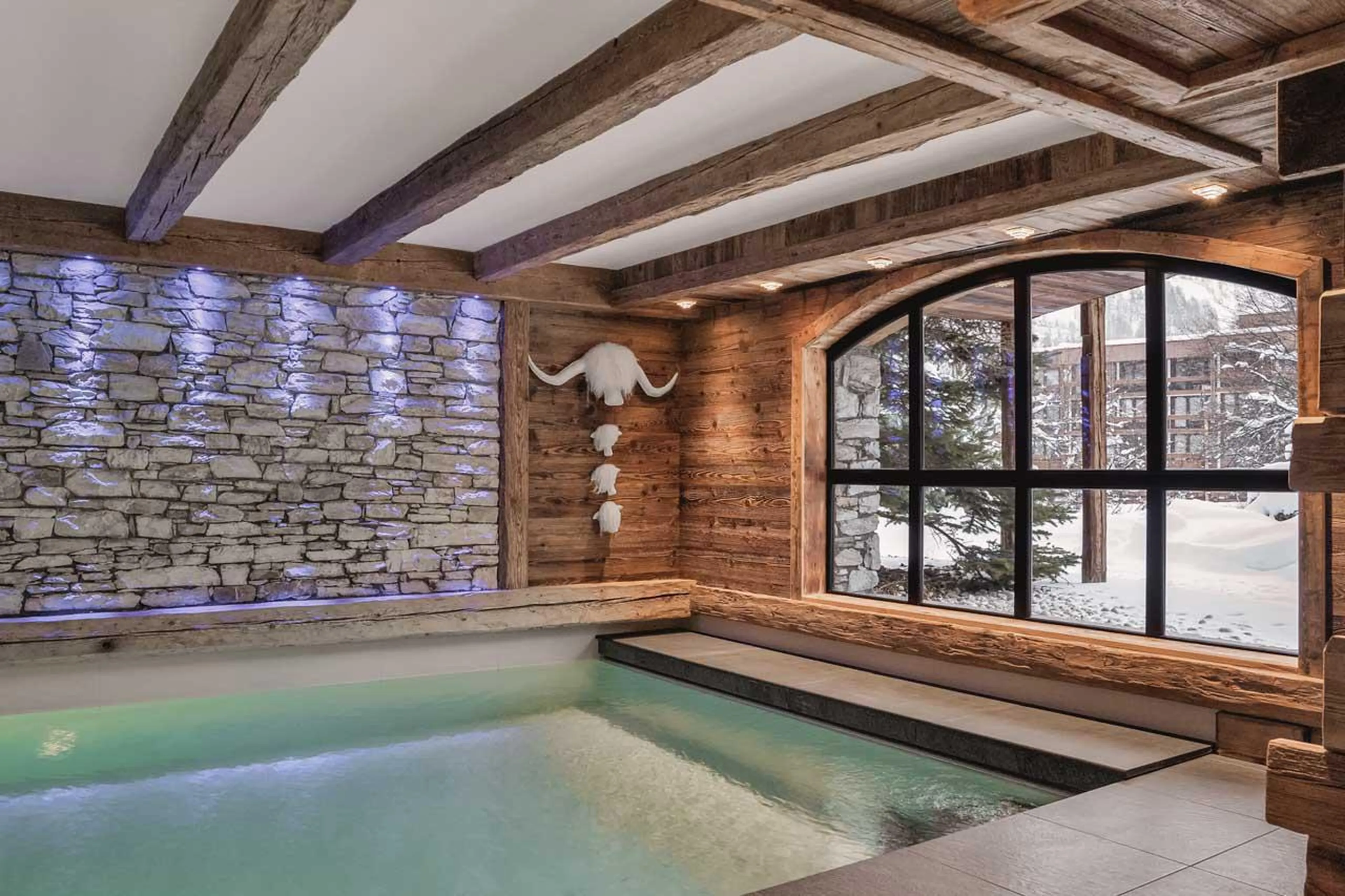 Heated pool at Chalet Le Papillon in Val d'Isere