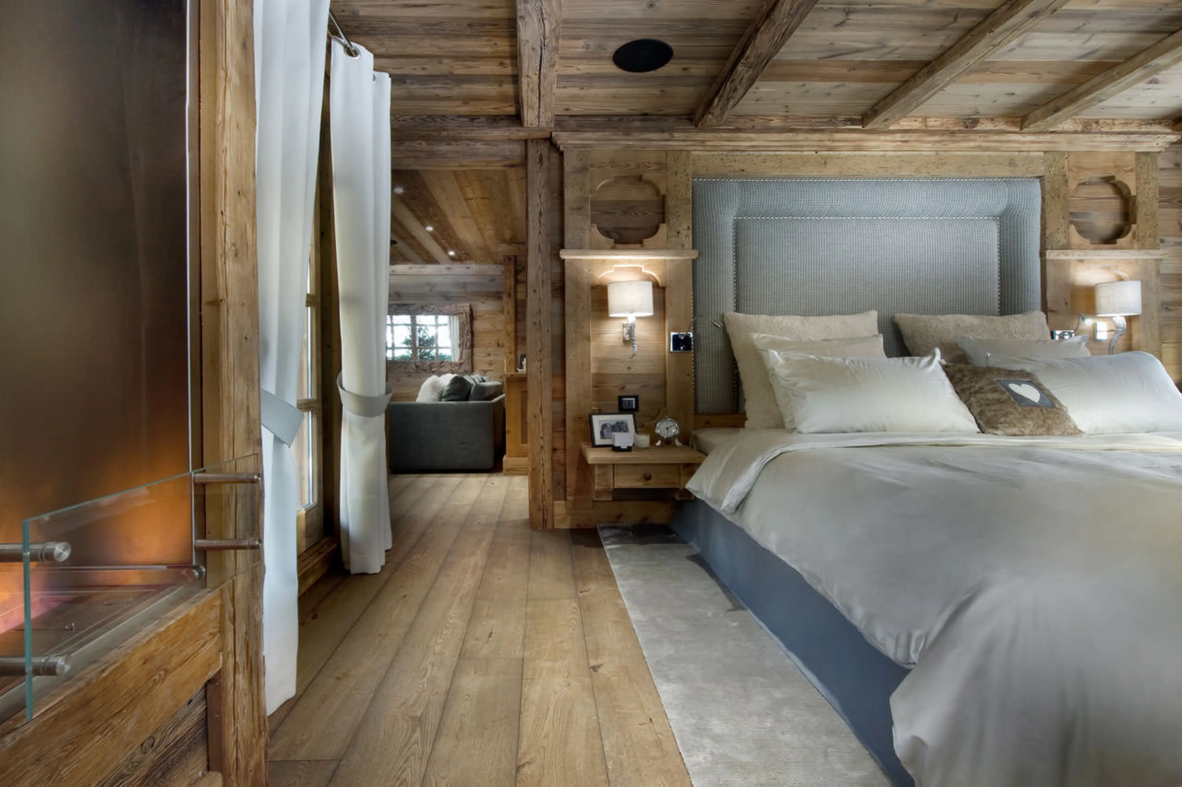Chalet Le Petit Chateau in Courchevel 1850 has a master suite with views over the piste