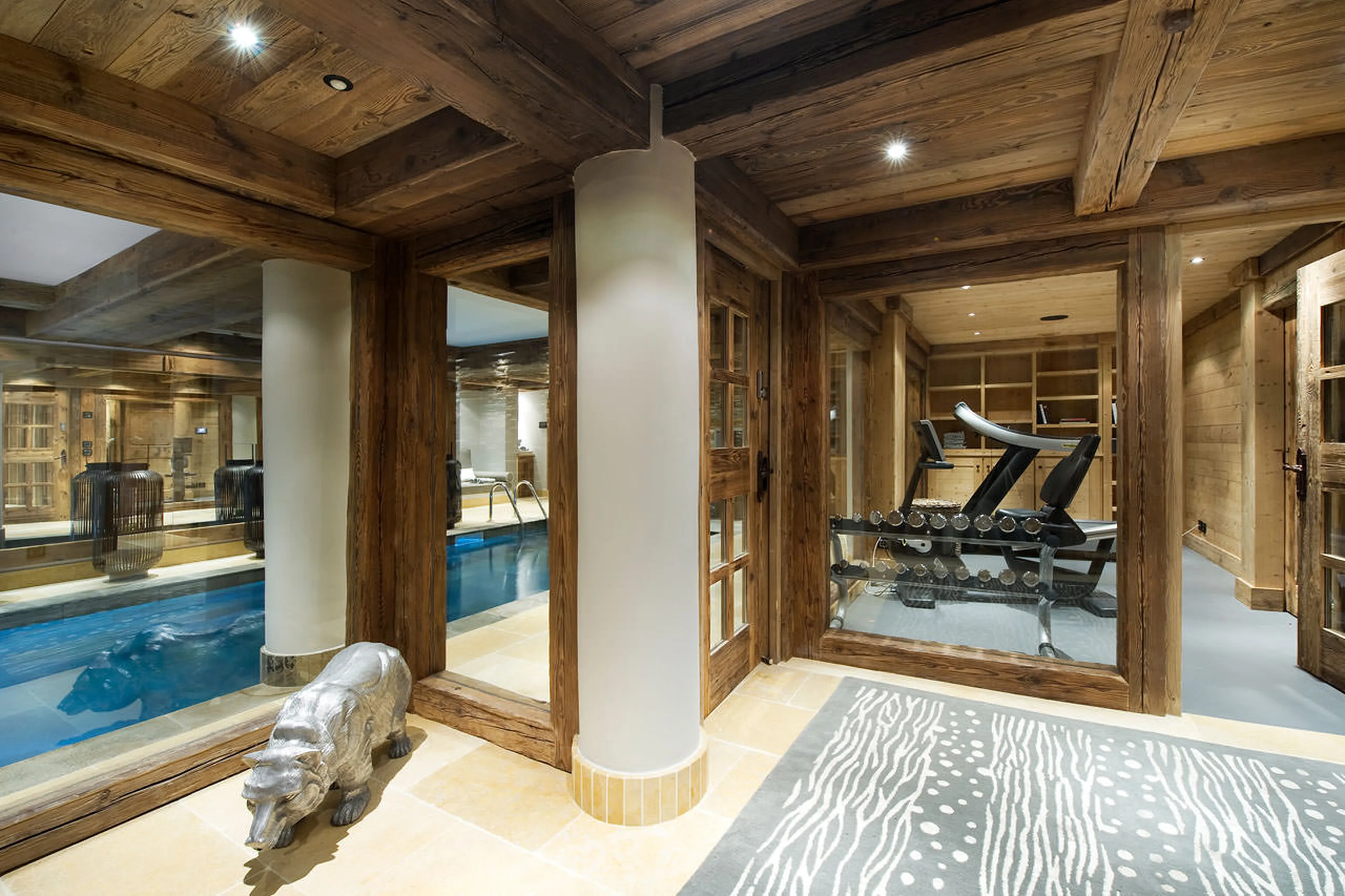 Fitness facilities in the wellness area of Chalet Le Petit Chateau in Courchevel 1850