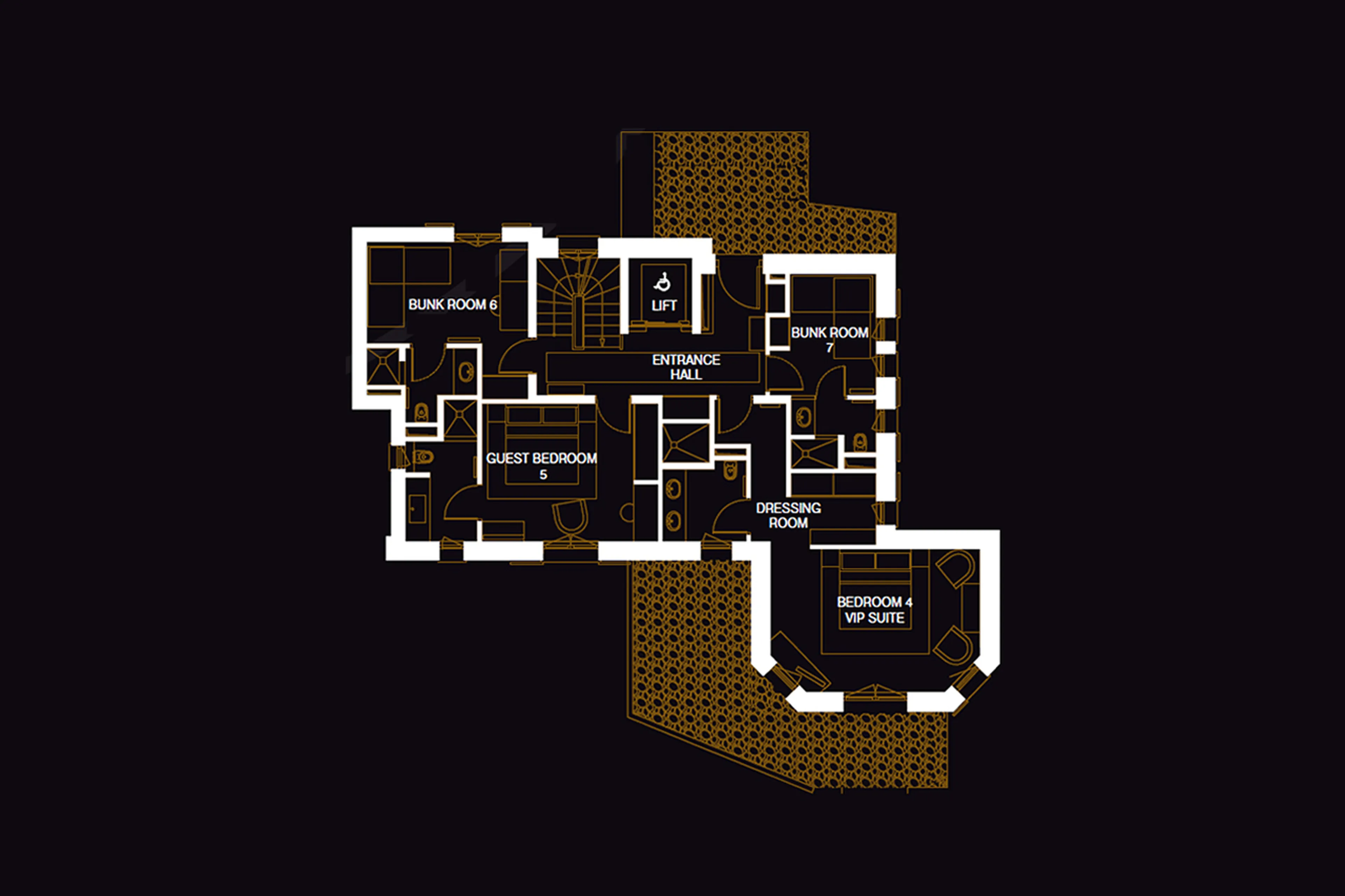 Level 0 floor plan of Chalet Le Petit Chateau in Courchevel 1850