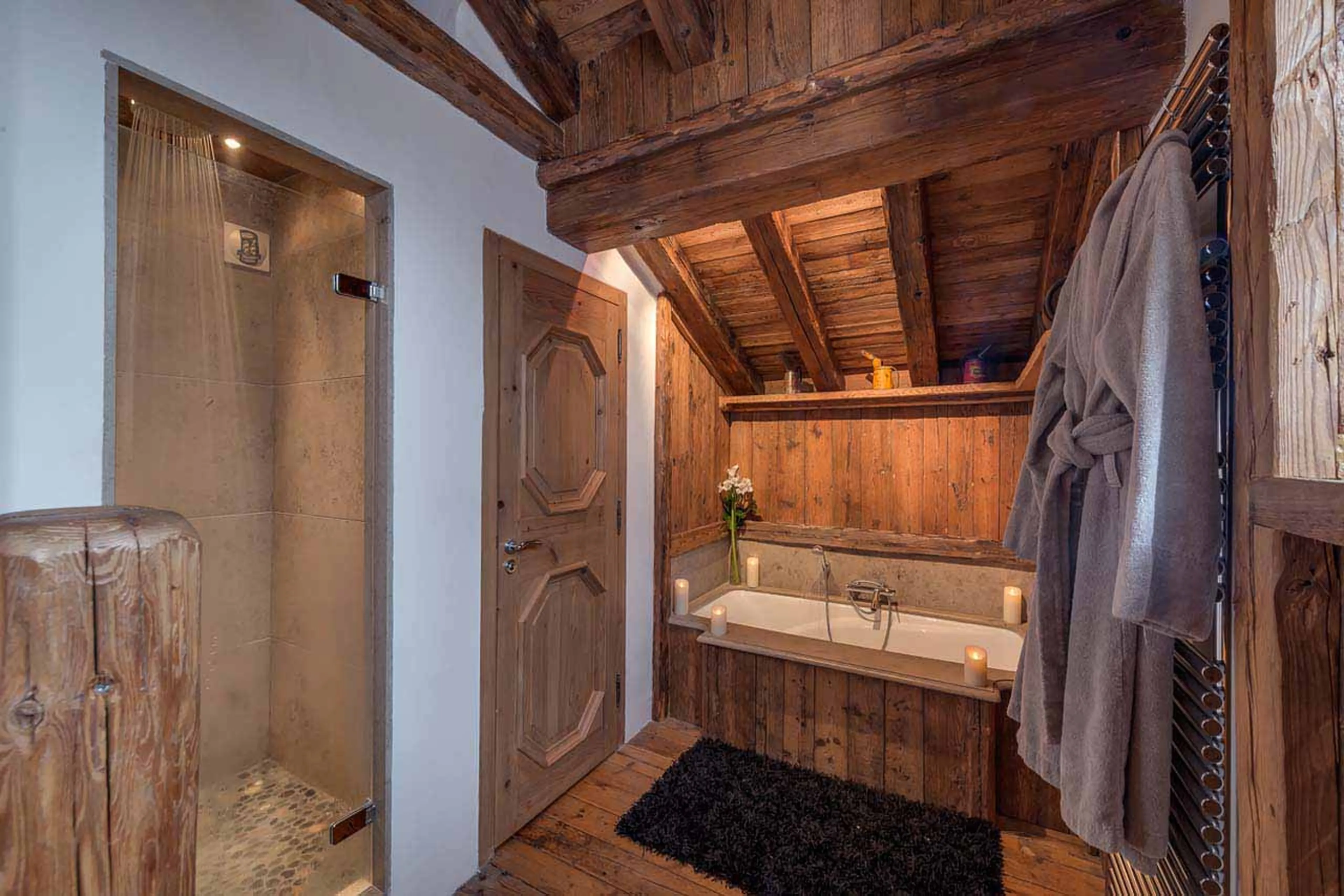 Master ensuite bath at Le Rocher, Hameau Alpin in Val d'Isere