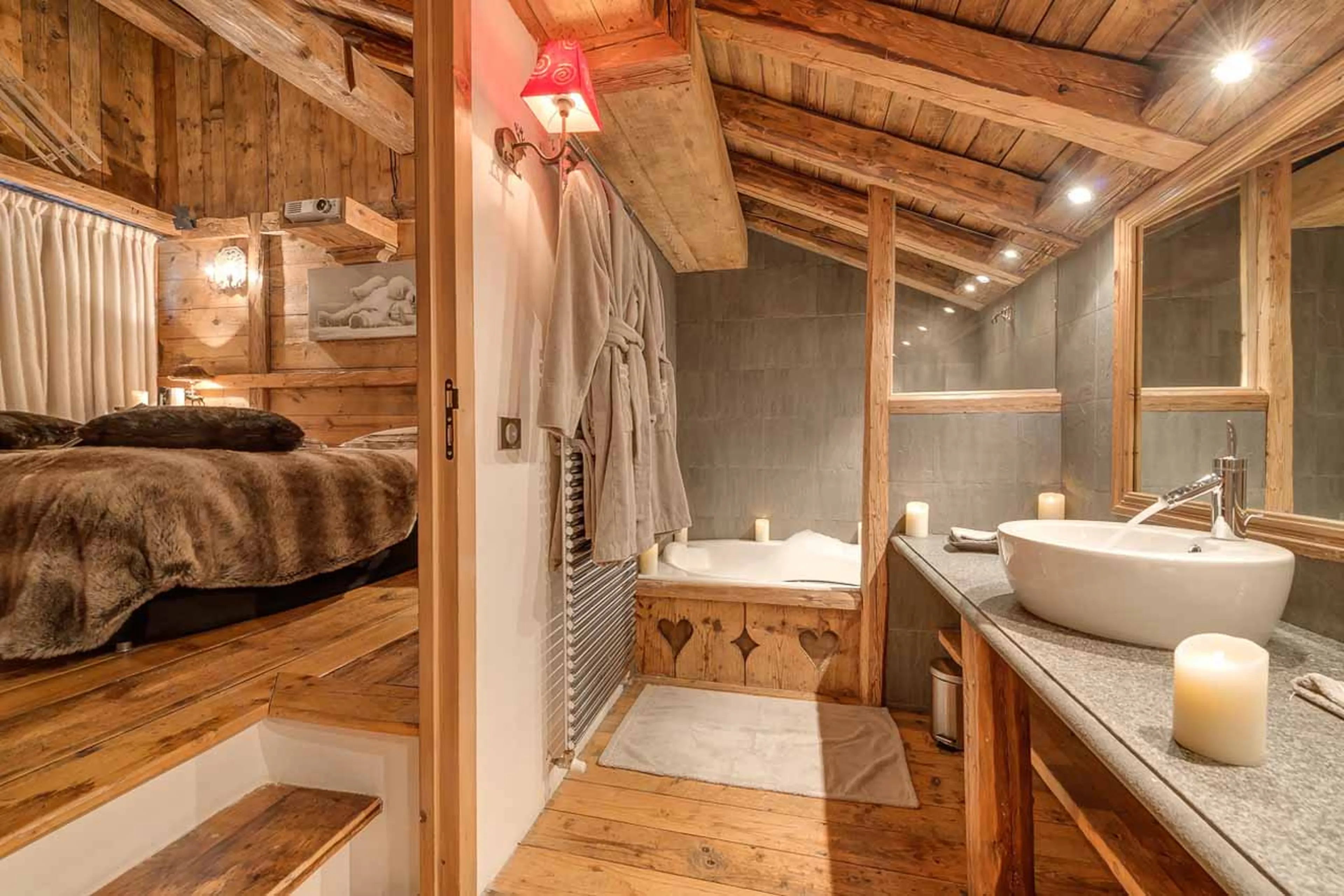 Bedroom 2 ensuite at Le Rocher, Hameau Alpin in Val d'Isere