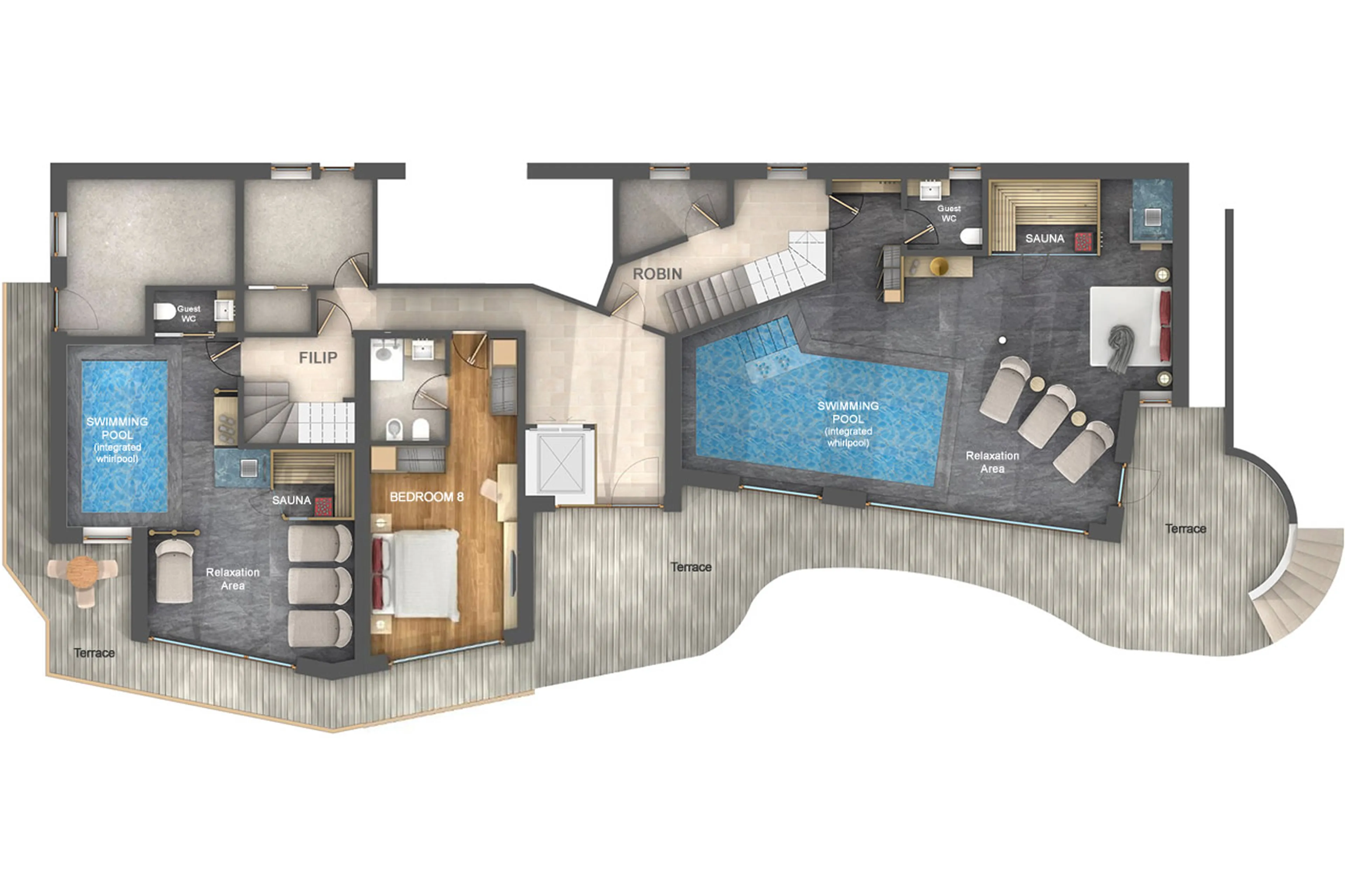Level -2 floor plan of Chalet Lefiro in Val Gardena