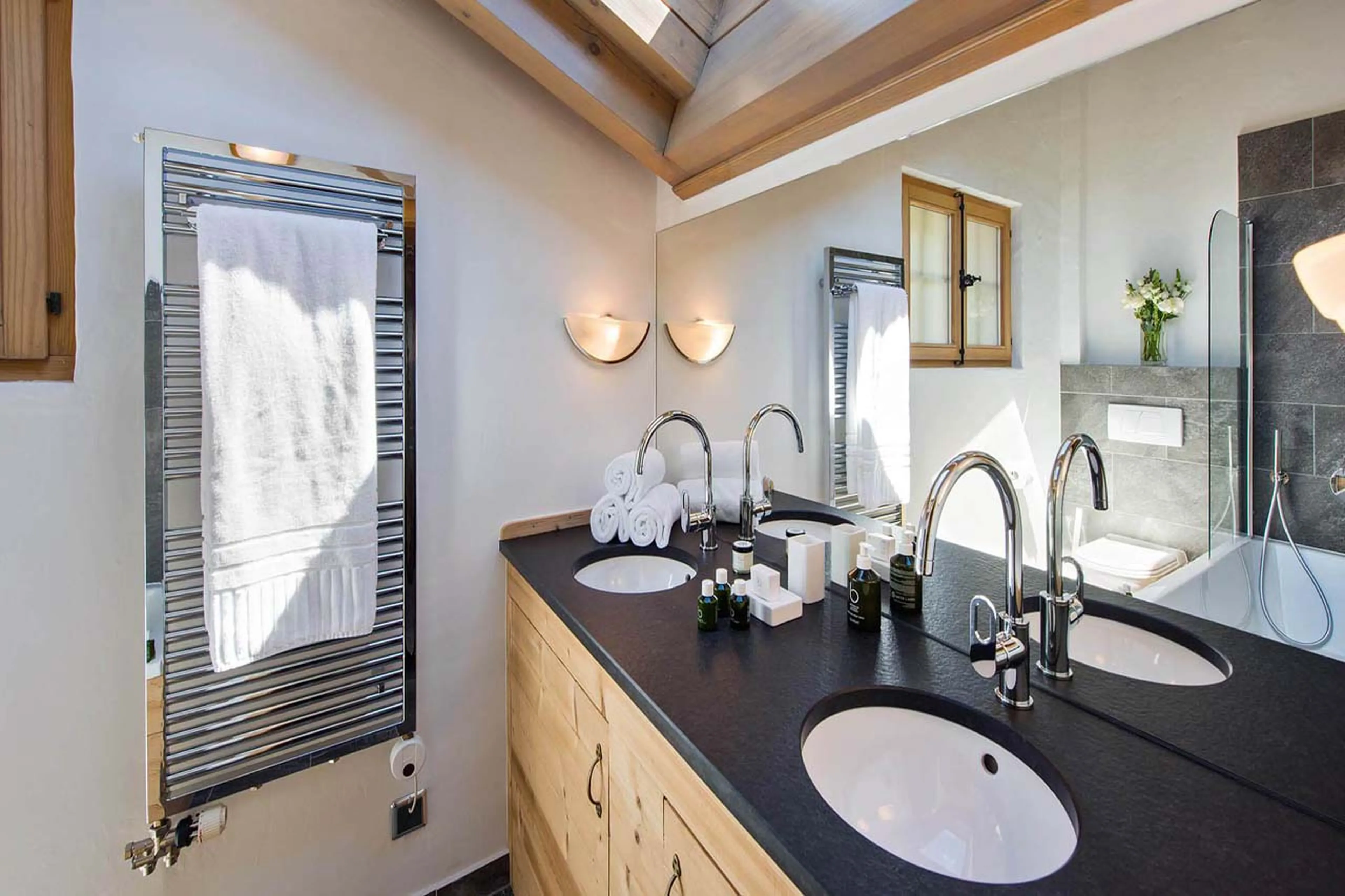 En-suite shower room in Chalet Les Attelas in Verbier