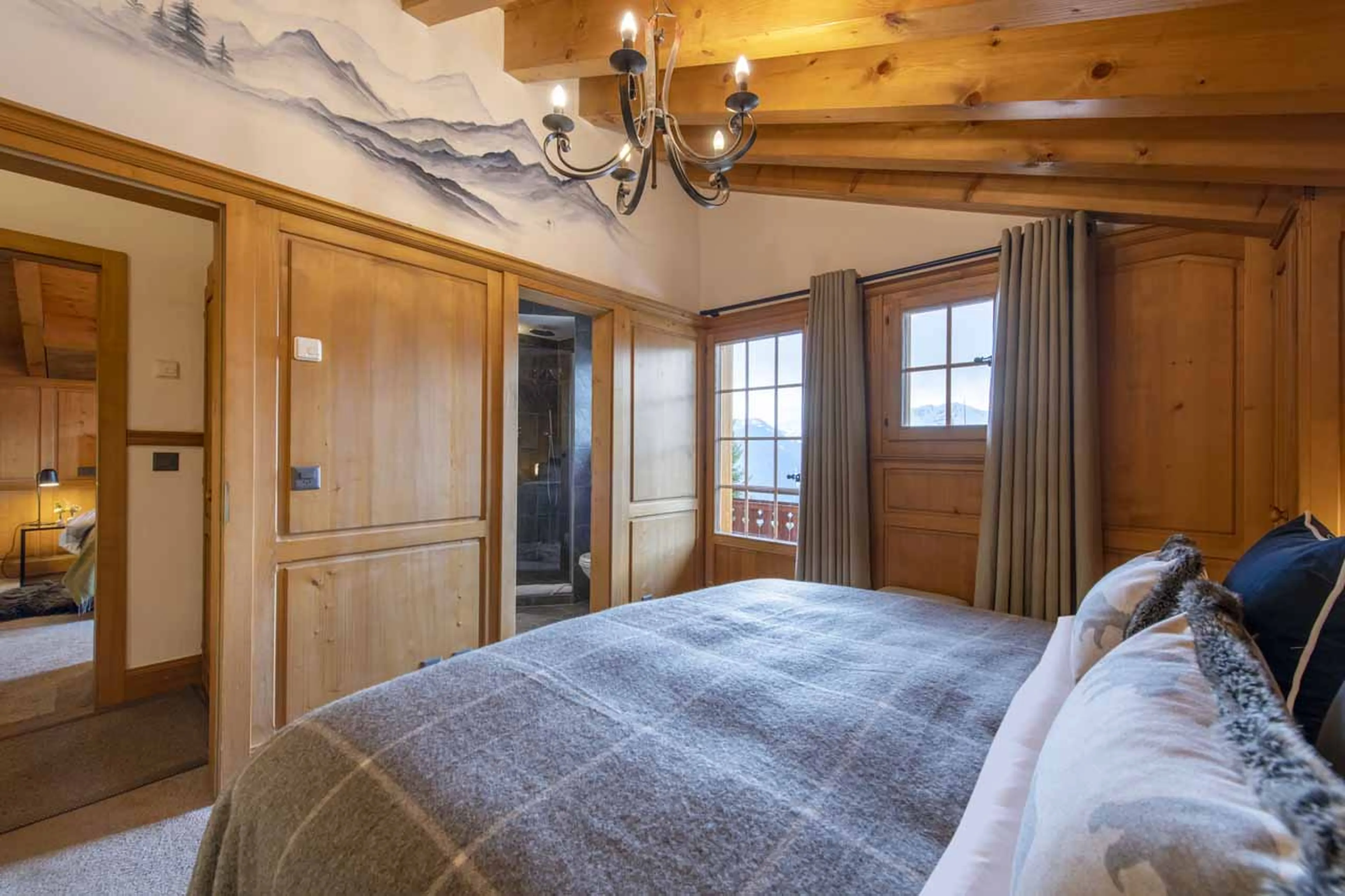 Bedroom two shower room & balcony at Chalet Les Attelas in Verbier