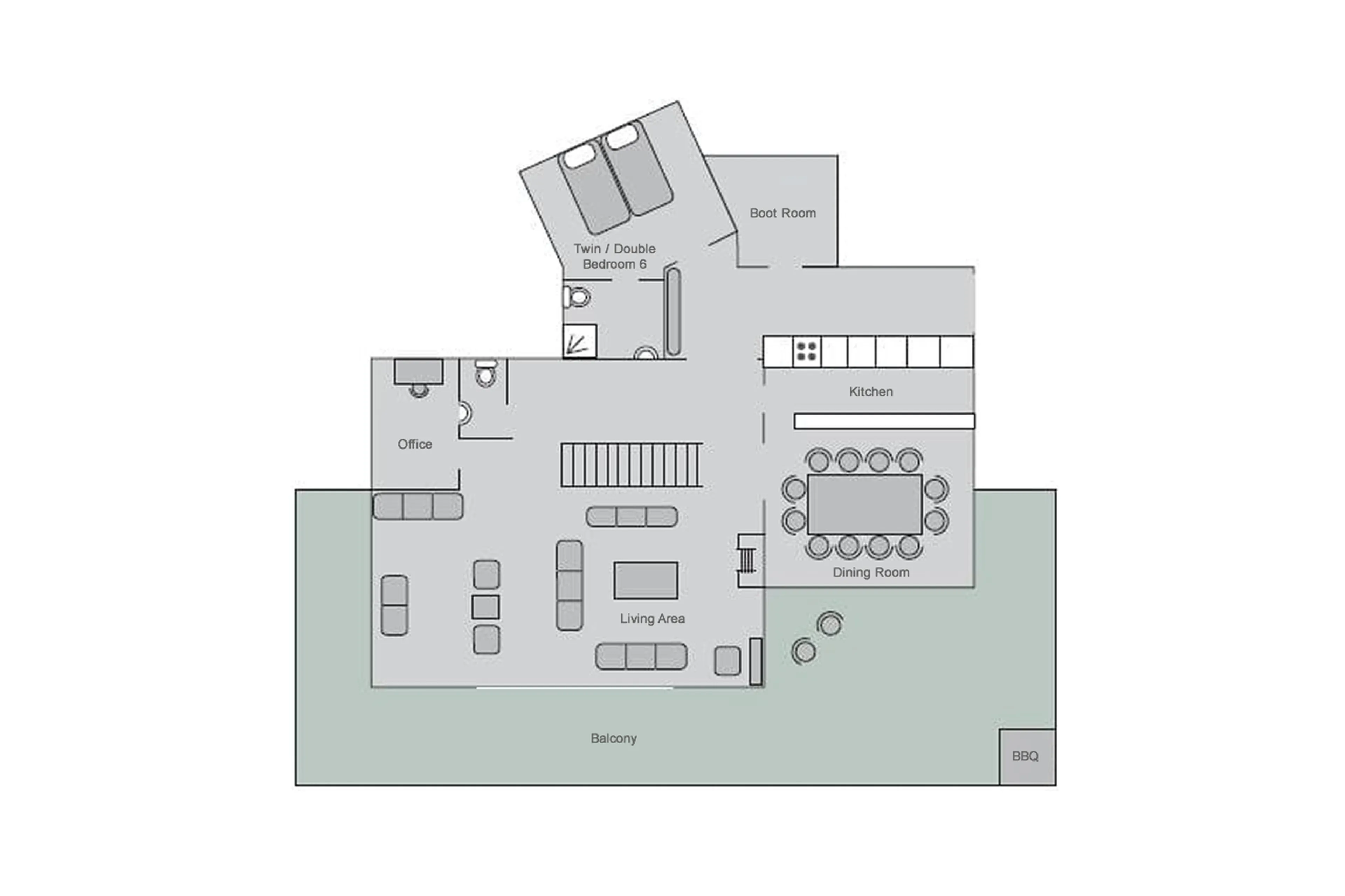Level 1 floorplan of Chalet Les Attelas in Verbier
