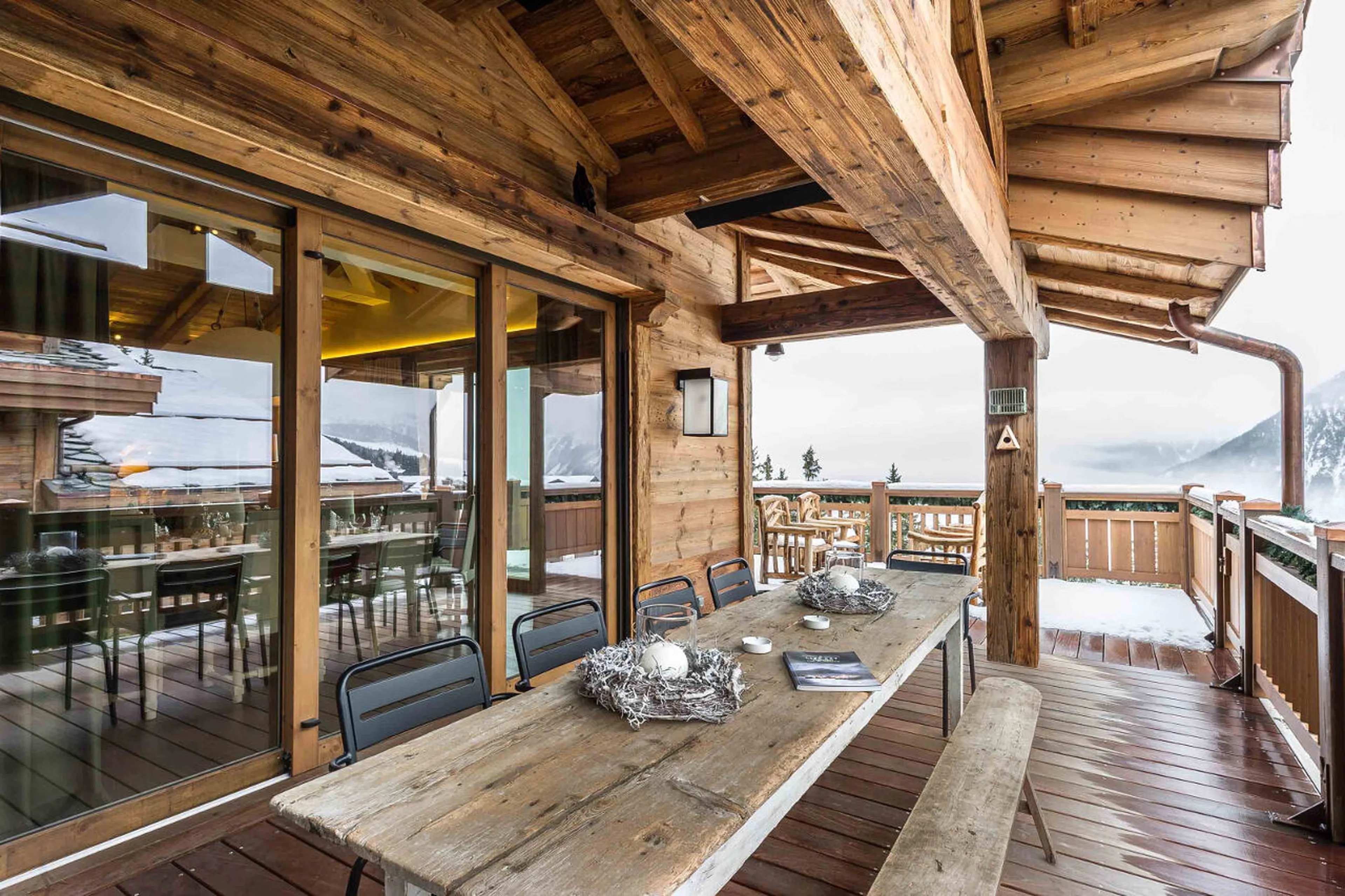 Dining area on terrace of Chalet Les Bastidons  in Courchevel 1850